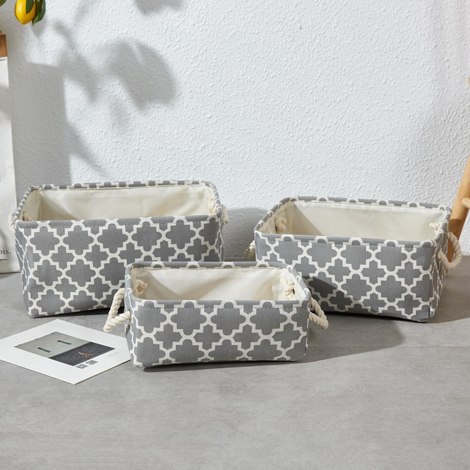 Canvas Storage Box w/ Handles Basket Organizer for Toys Cloth 31x21x12cm