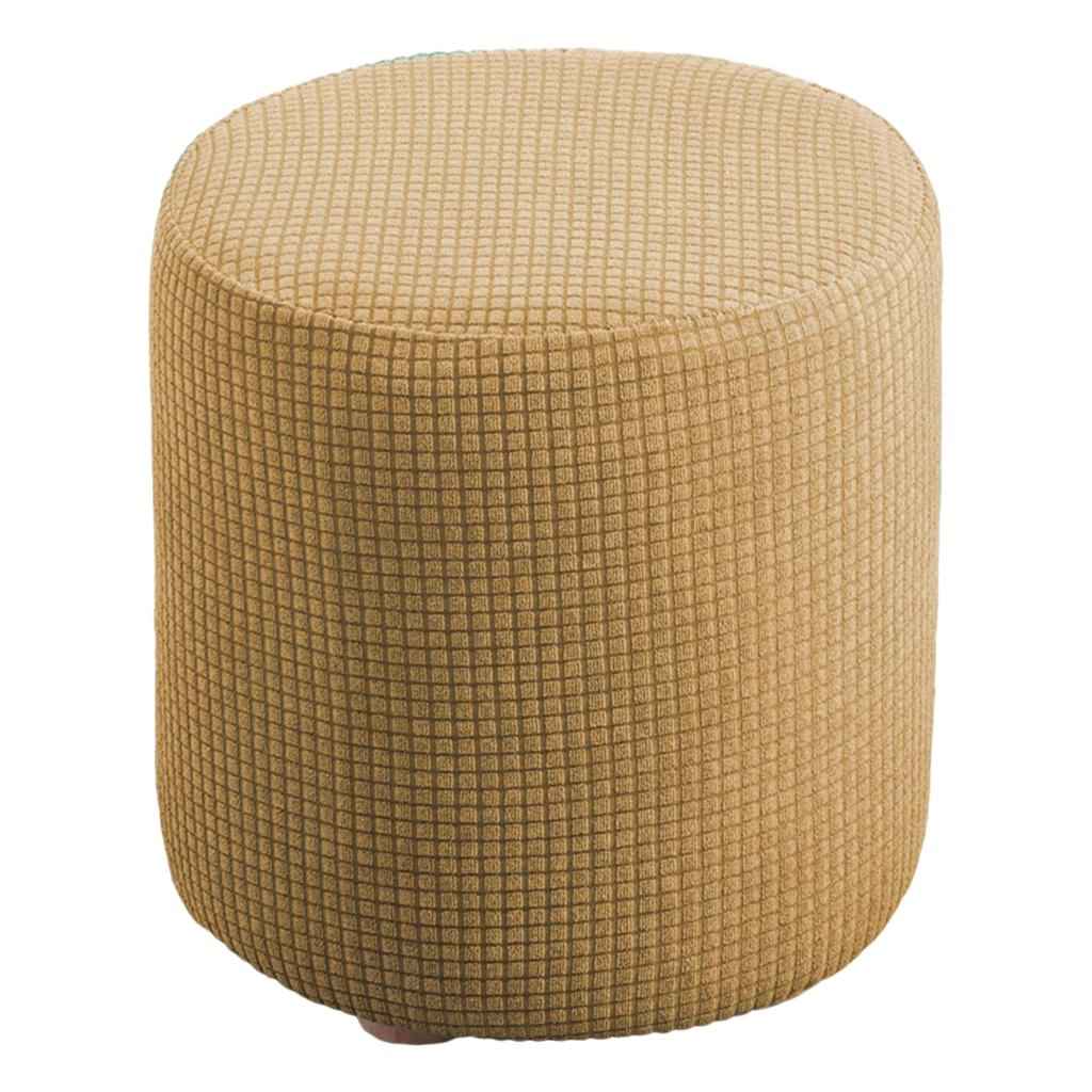 Slipcover Stretch Ottoman Furniture Protector Round Couch Sofa Cover Home Light Yellow