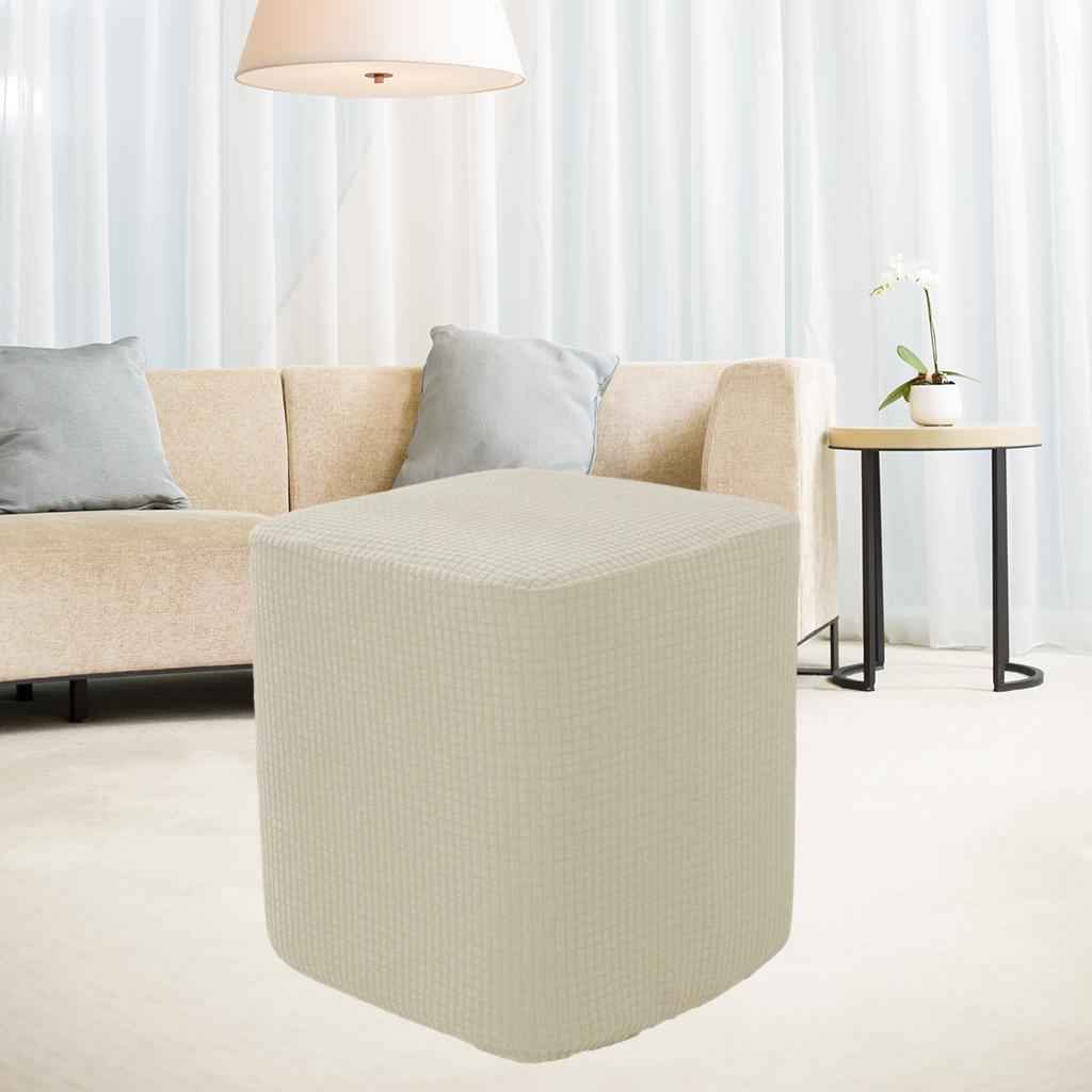 Square Foot Rest Ottoman Covers Decorative Footstool Slipcover Milky White