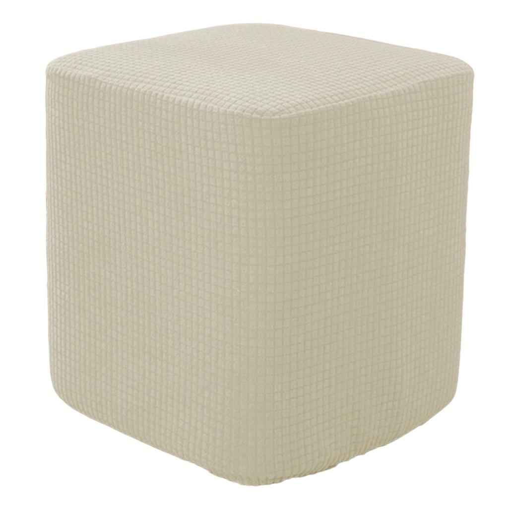 Square Foot Rest Ottoman Covers Decorative Footstool Slipcover Milky White