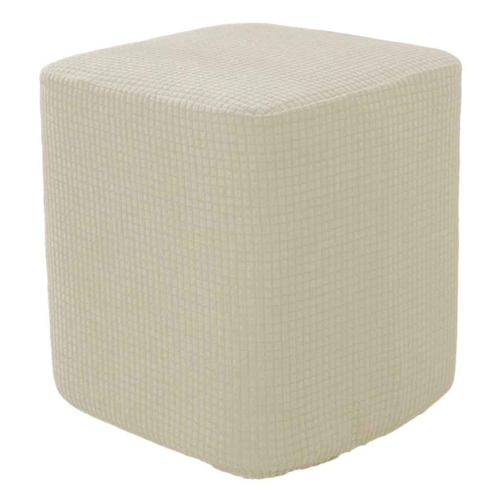 Square Foot Rest Ottoman Covers Decorative Footstool Slipcover Milky White