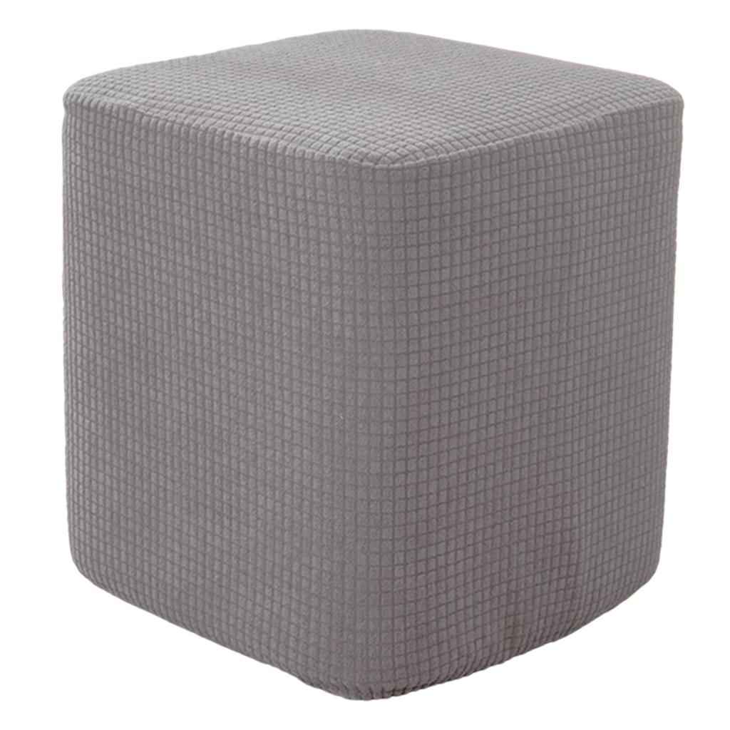 Square Foot Rest Ottoman Covers Decorative Footstool Slipcover Gray