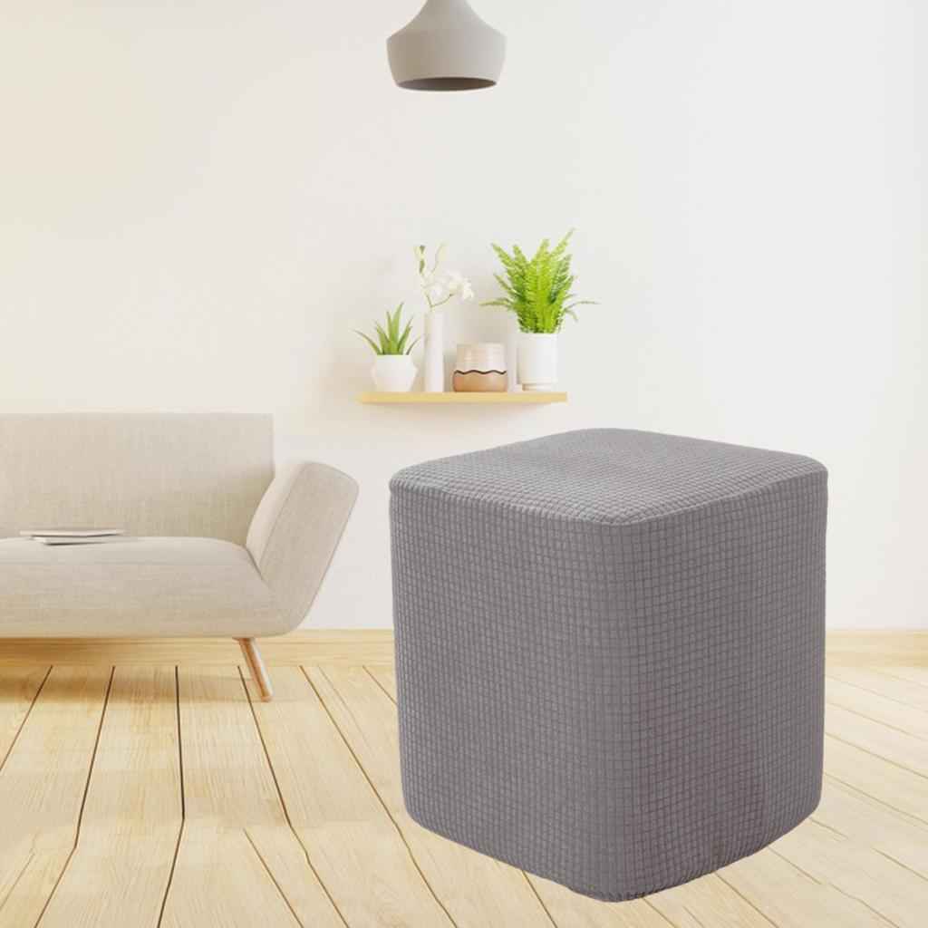 Square Foot Rest Ottoman Covers Decorative Footstool Slipcover Gray