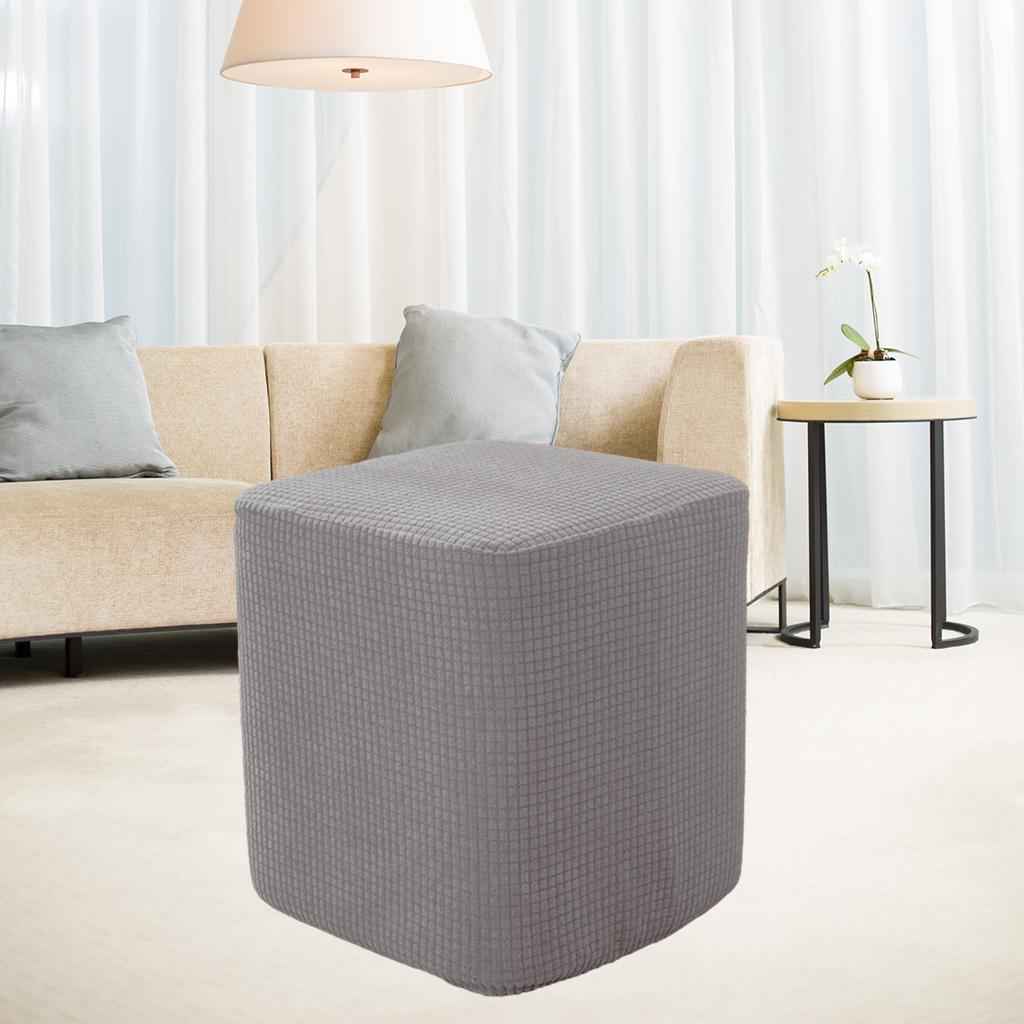 Square Foot Rest Ottoman Covers Decorative Footstool Slipcover Gray