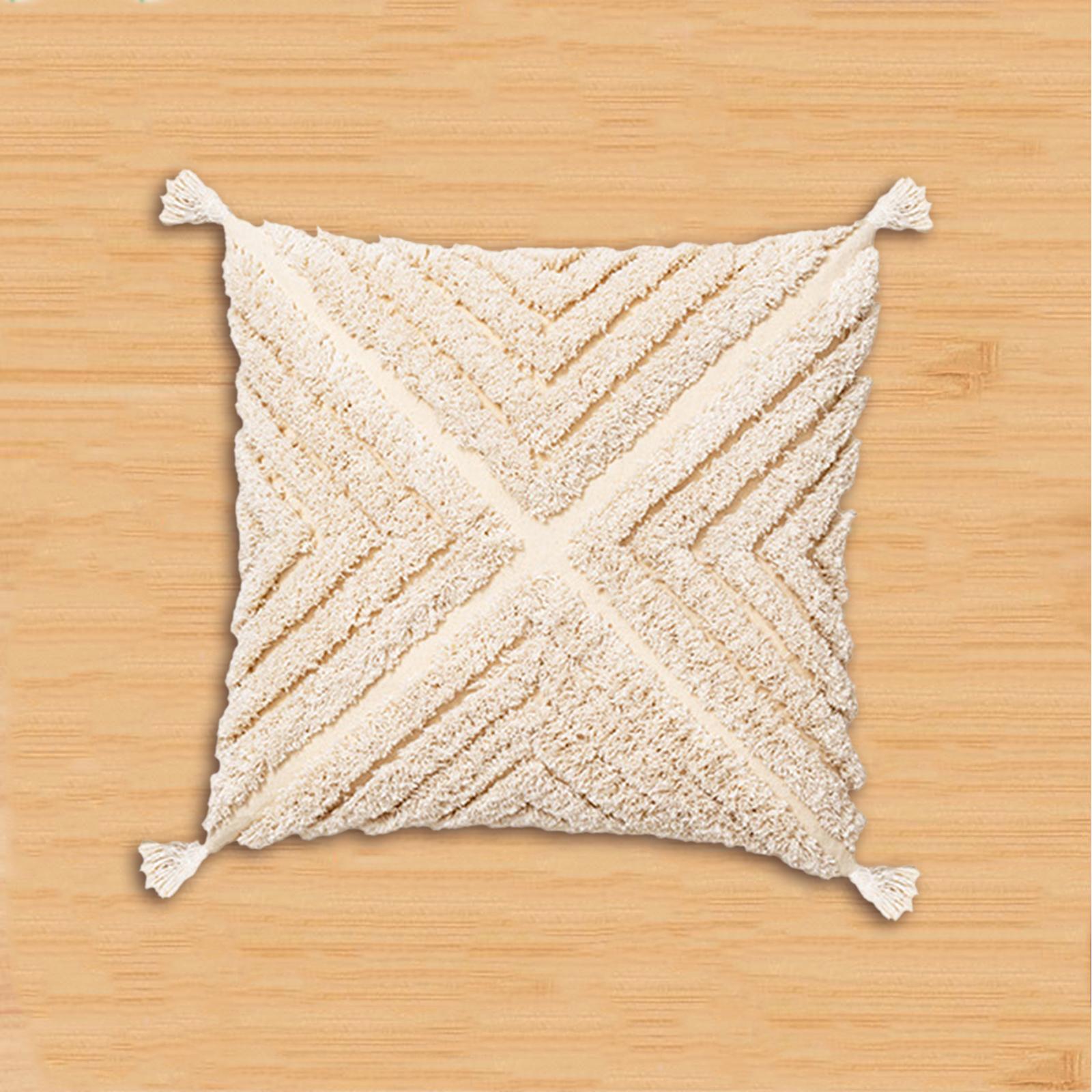 Boho Throw Pillow Covers Tufted Tassels Macrame Case Style 1 Square