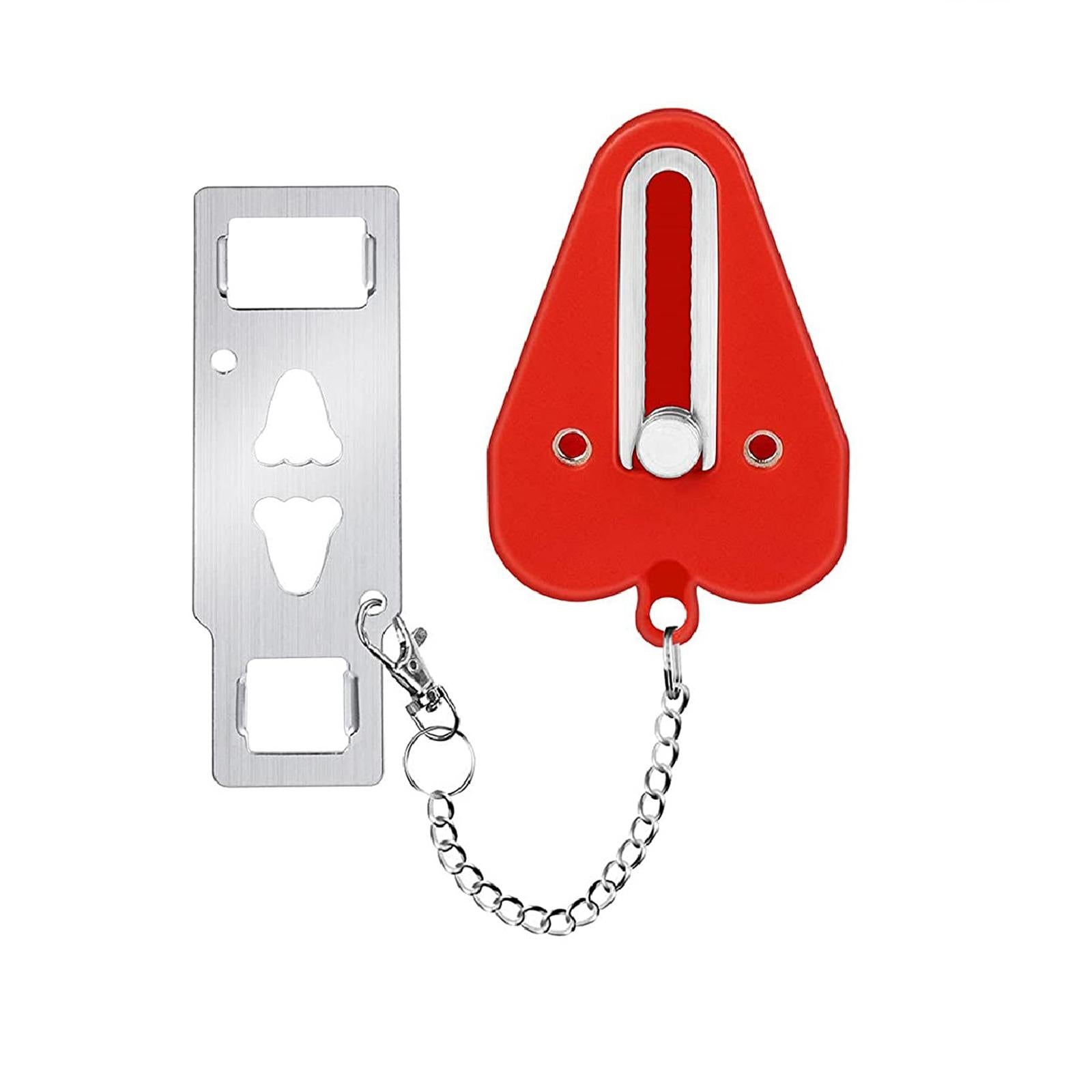 Anti-theft Security Portable Door Lock for Safety Personal No Drill Room red
