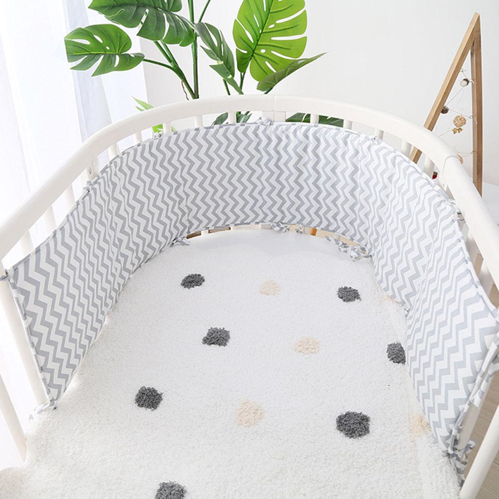 Baby Bumper Pads Comfortable Crib Protector Cotton For Cribs Grey Wave