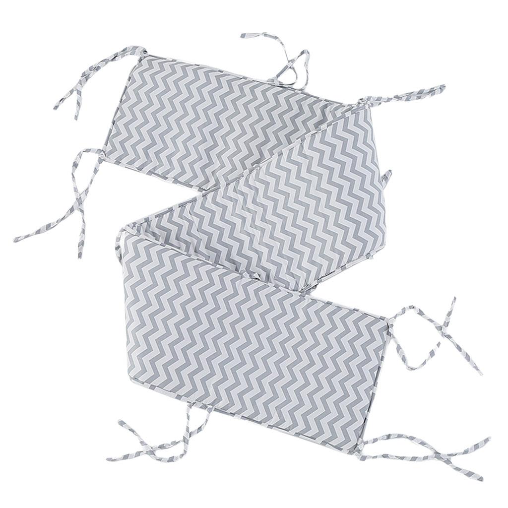 Baby Bumper Pads Comfortable Crib Protector Cotton For Cribs Grey Wave