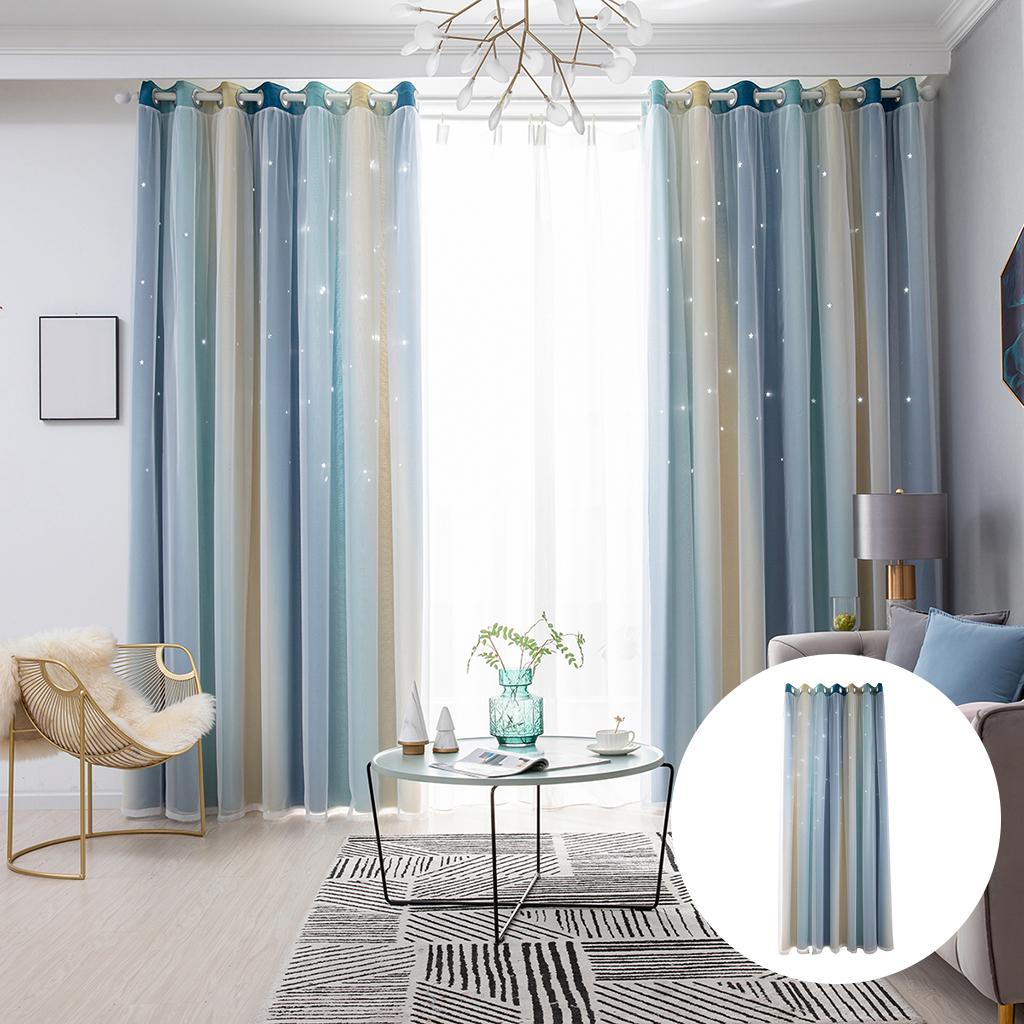 Blackout Curtain for Patio Extra Long Block Heat Grommet Top Divider Window Blue