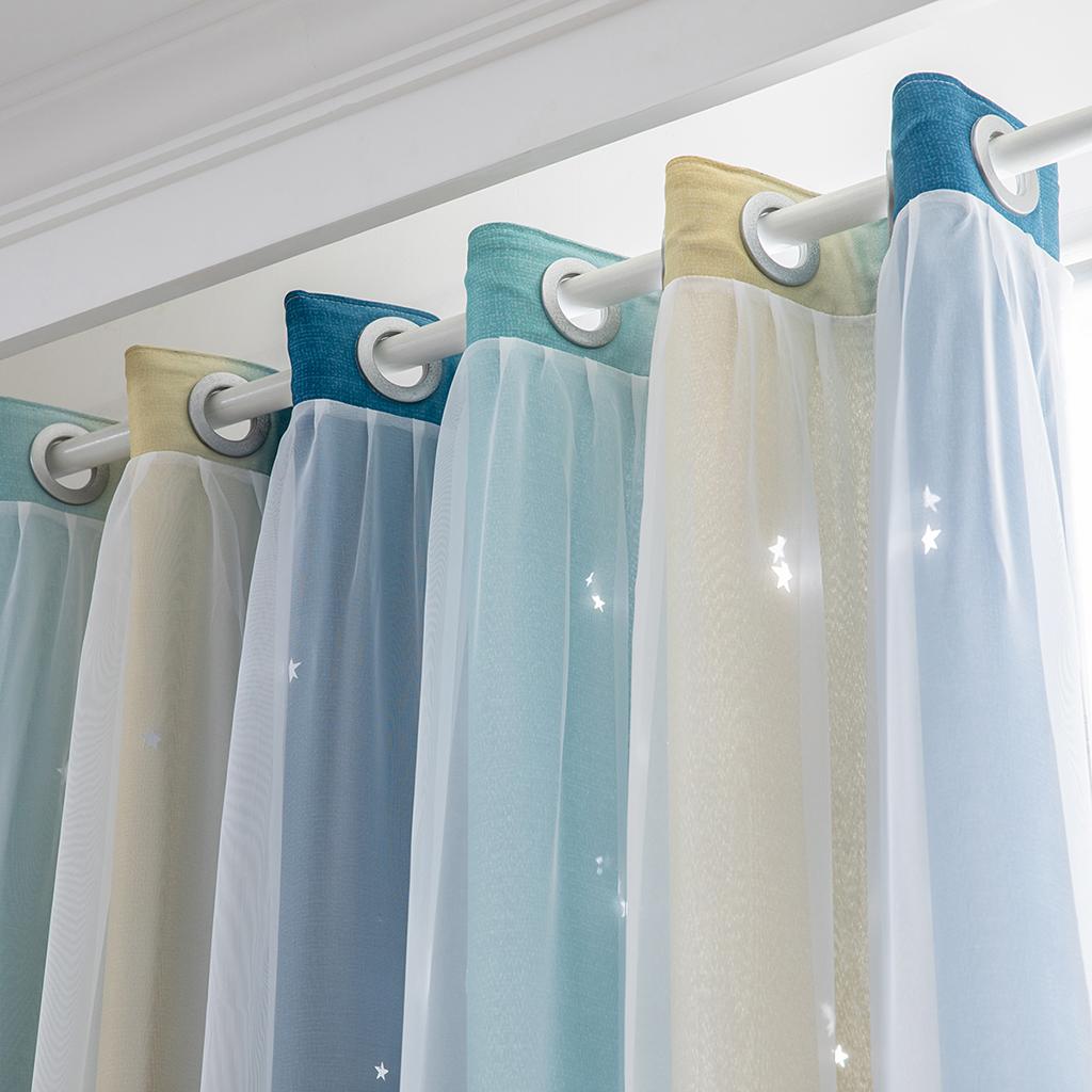 Blackout Curtain for Patio Extra Long Block Heat Grommet Top Divider Window Blue