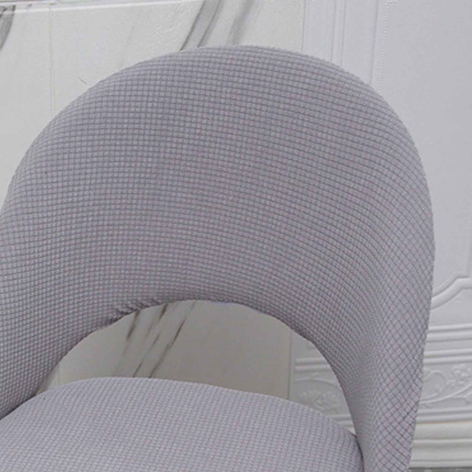 Soft Short Back Curved Chair Cover Polyester Dining Room Arc Slipcover light gray