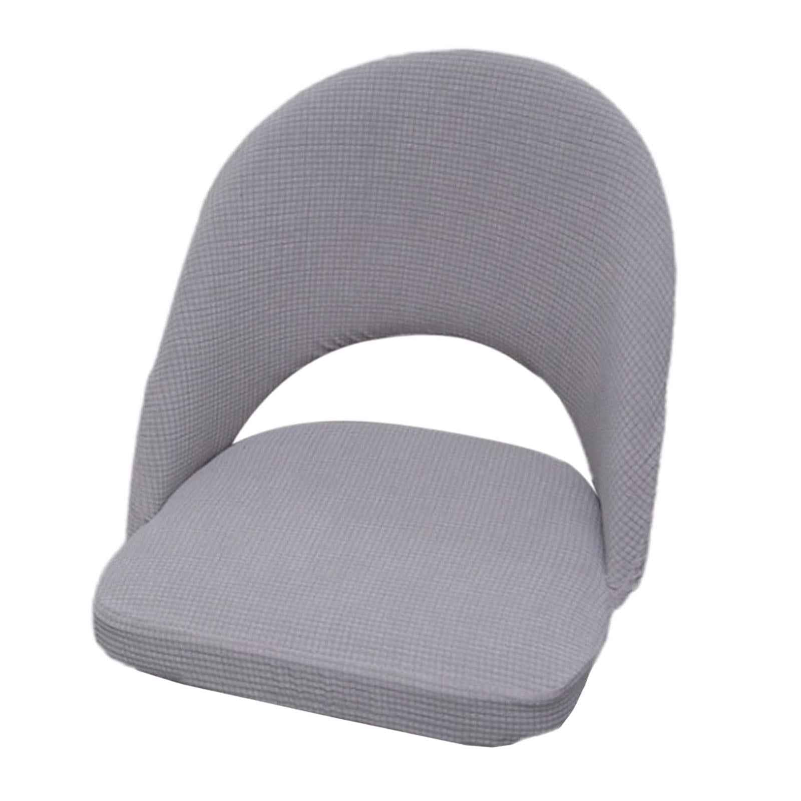 Soft Short Back Curved Chair Cover Polyester Dining Room Arc Slipcover light gray