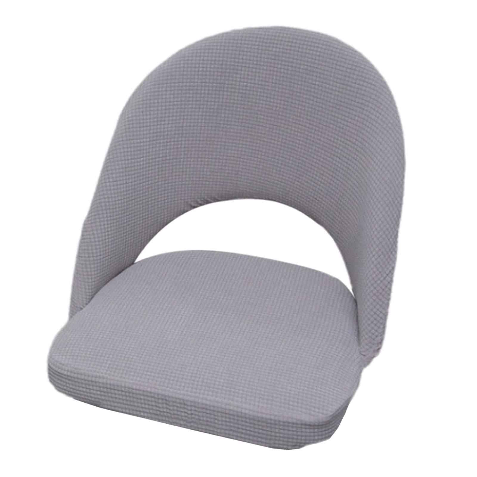 Soft Short Back Curved Chair Cover Polyester Dining Room Arc Slipcover light gray