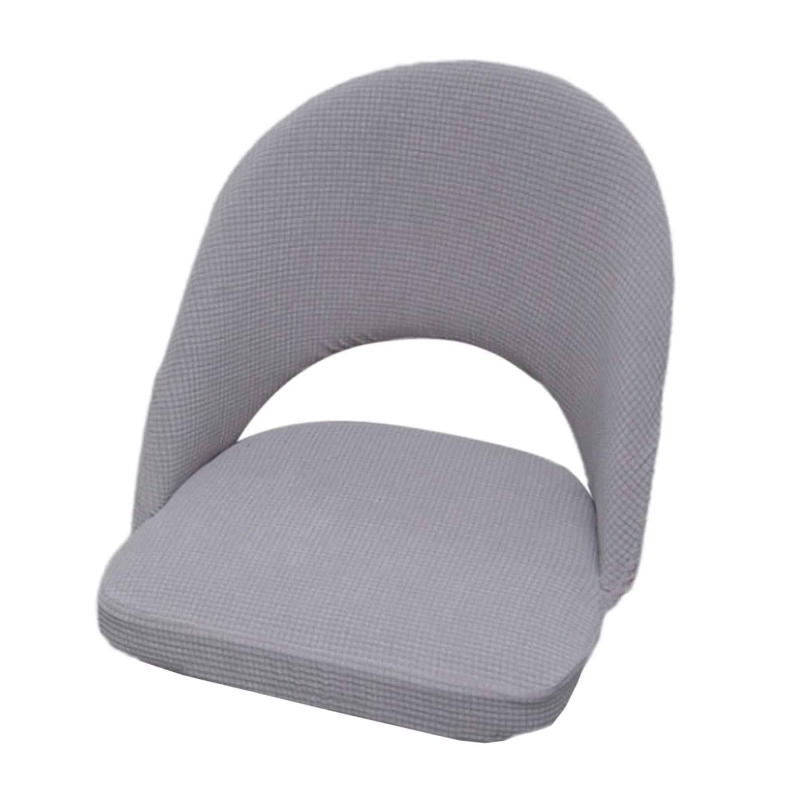 Soft Short Back Curved Chair Cover Polyester Dining Room Arc Slipcover light gray