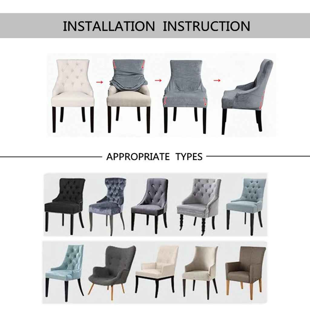 Stretch Wingback Chair Cover Slipcover Reusable Arm Chairs Protector Cover Brown