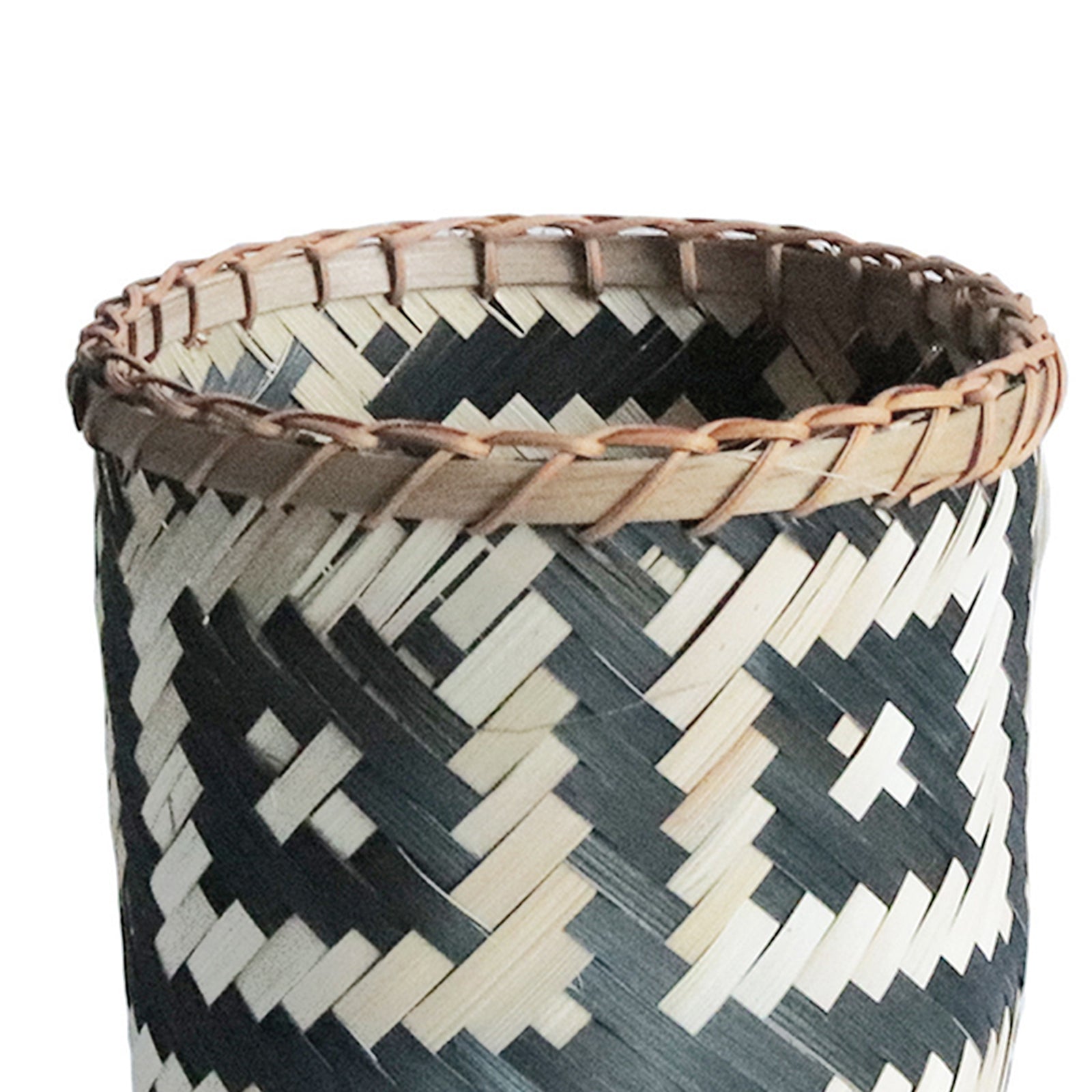 Bamboo Storage Basket Makeup Trash Basket Small for Nursery Living Room 20x20cm