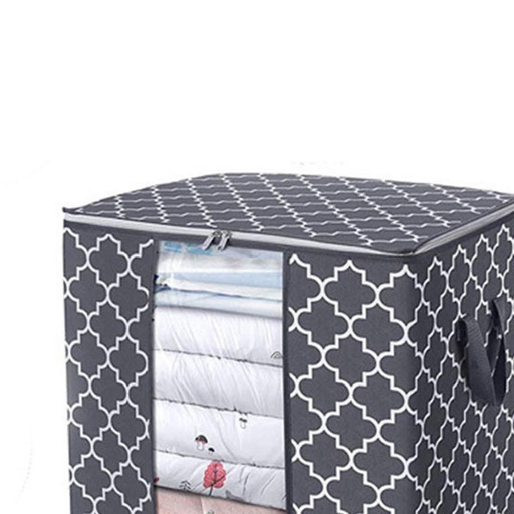 Clothes Storage Bag Quilt Bedding Zipper Organizer Gray 52x37x52cm A