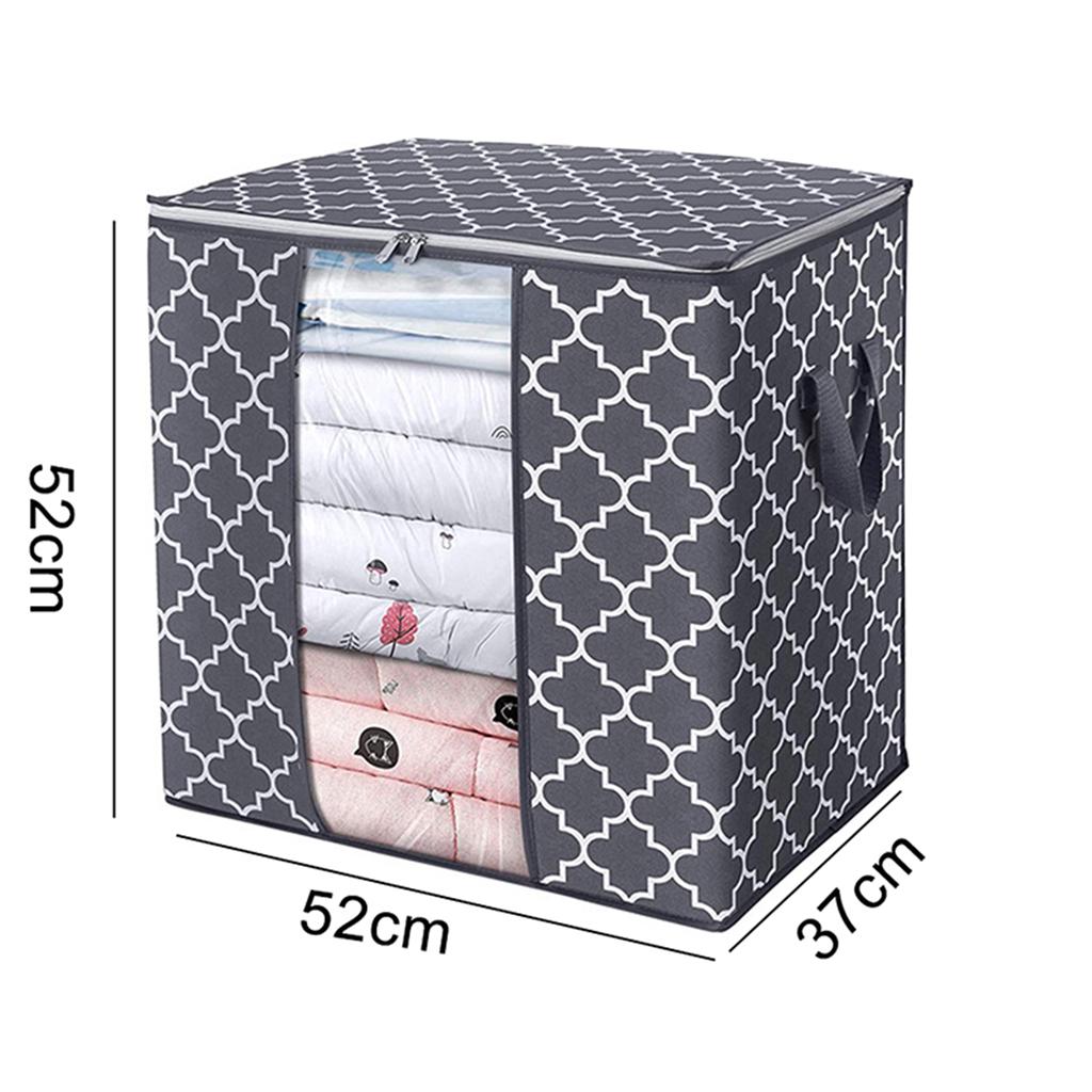 Clothes Storage Bag Quilt Bedding Zipper Organizer Gray 52x37x52cm A