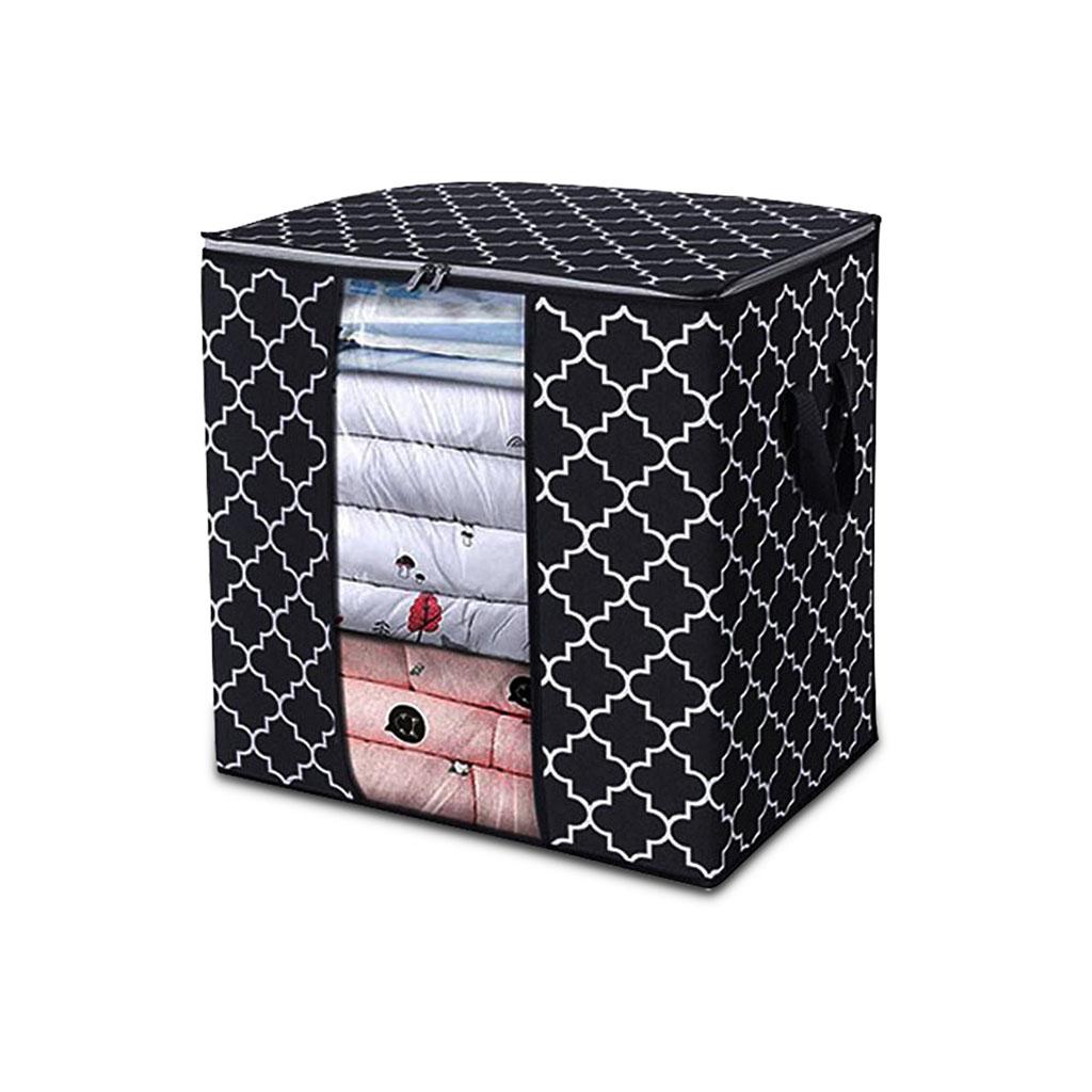 Clothes Storage Bag Quilt Bedding Zipper Organizer Black 63x45x36cm A