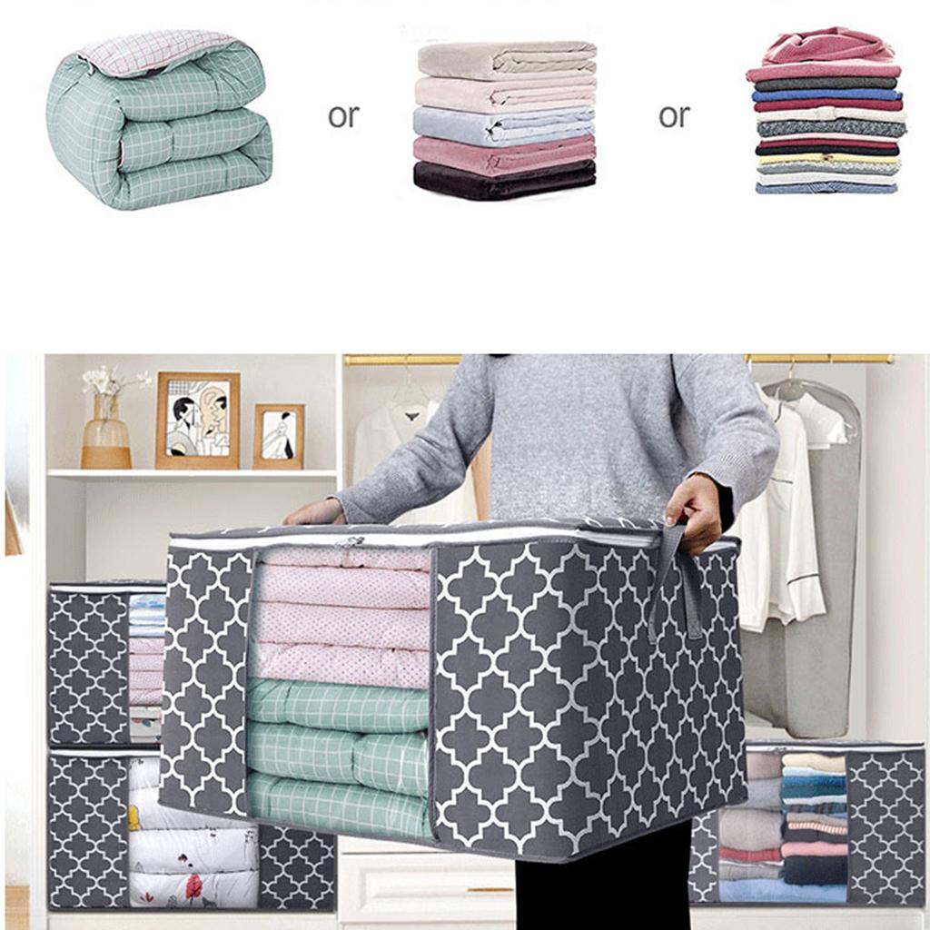 Clothes Storage Bag Quilt Bedding Zipper Organizer Grey 45x45x20cm B