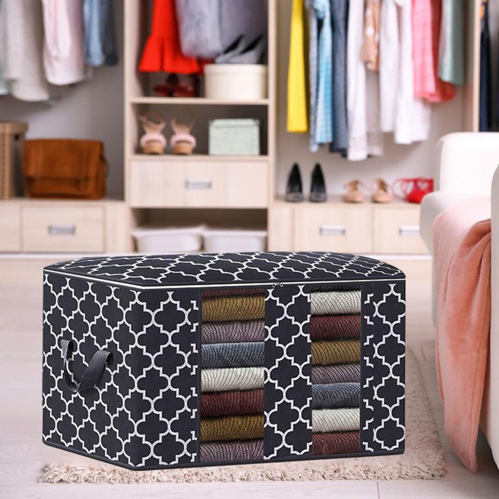 Clothes Storage Bag Quilt Bedding Zipper Organizer Black 45x30x20cm B