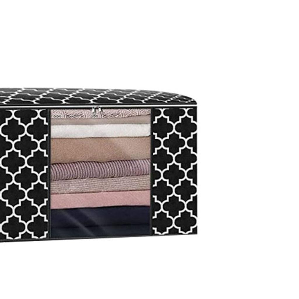 Clothes Storage Bag Quilt Bedding Zipper Organizer Black 45x30x20cm B