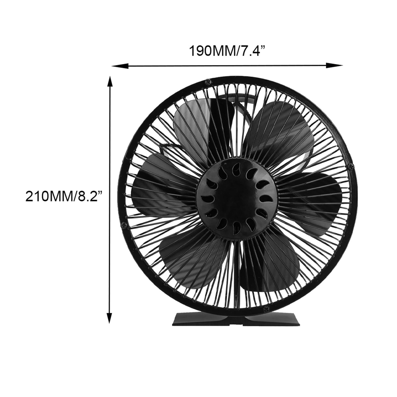 Black Stove Fan 6 Blades Heated Air Circulation Efficiency for Wood Stove