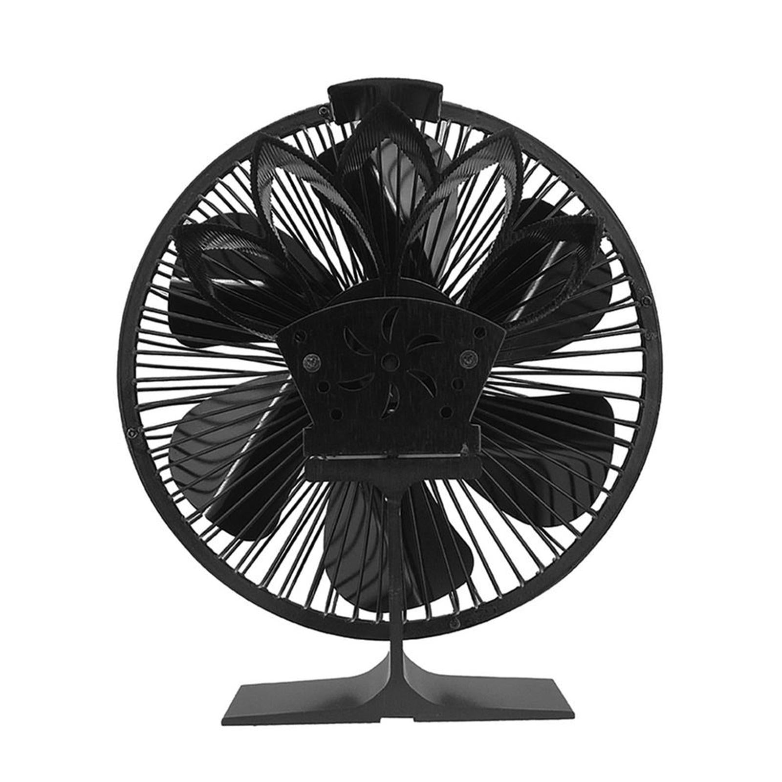 Black Stove Fan 6 Blades Heated Air Circulation Efficiency for Wood Stove