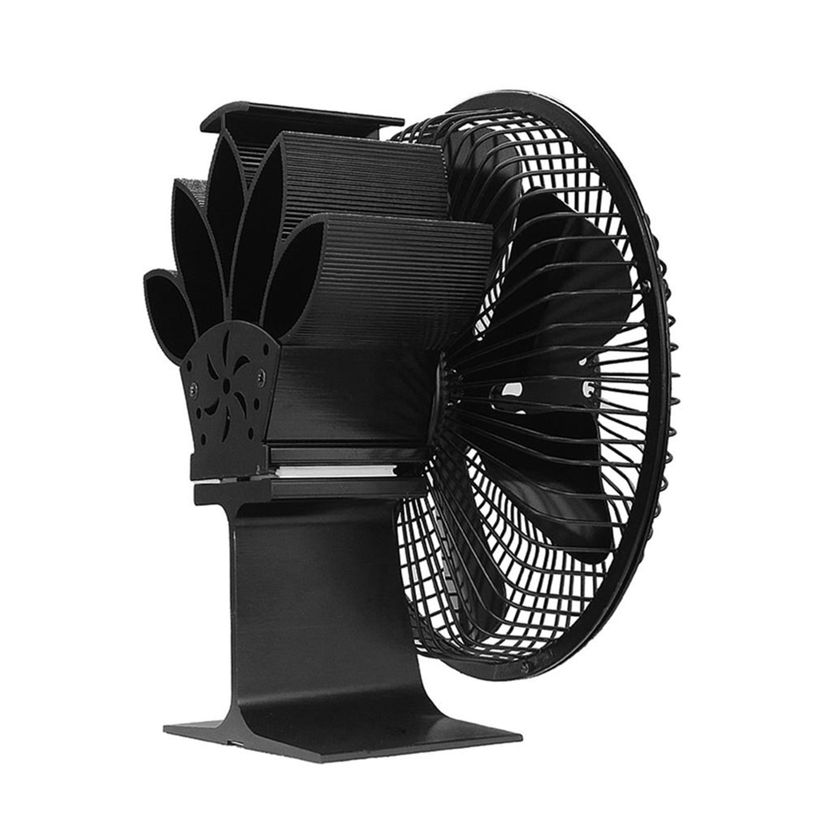 Black Stove Fan 6 Blades Heated Air Circulation Efficiency for Wood Stove