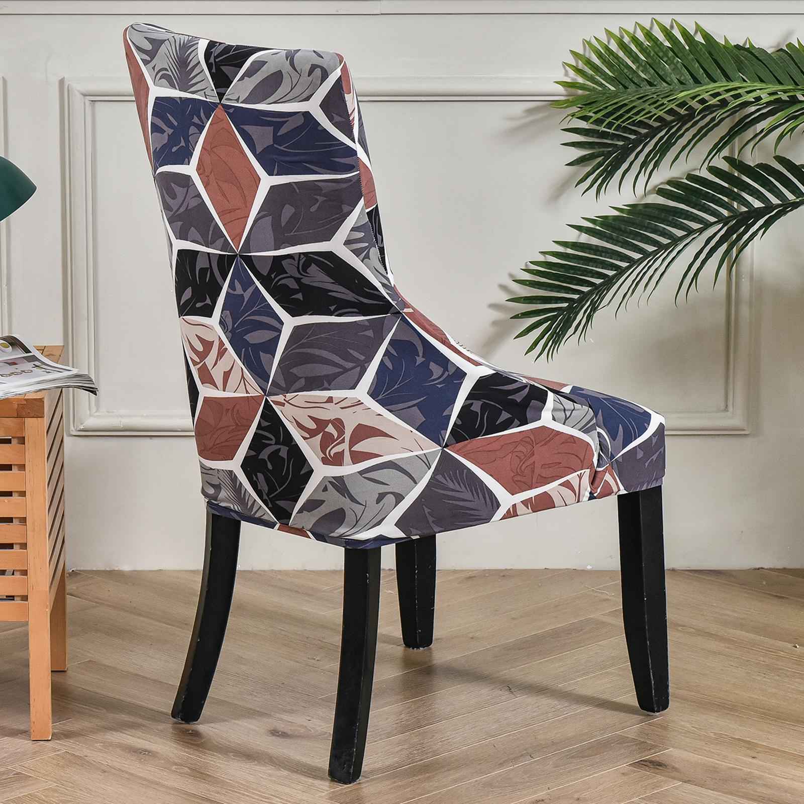 Wingback Chair Cover Stretchable Decor Dustproof for Kitchen Dining Room Lattice