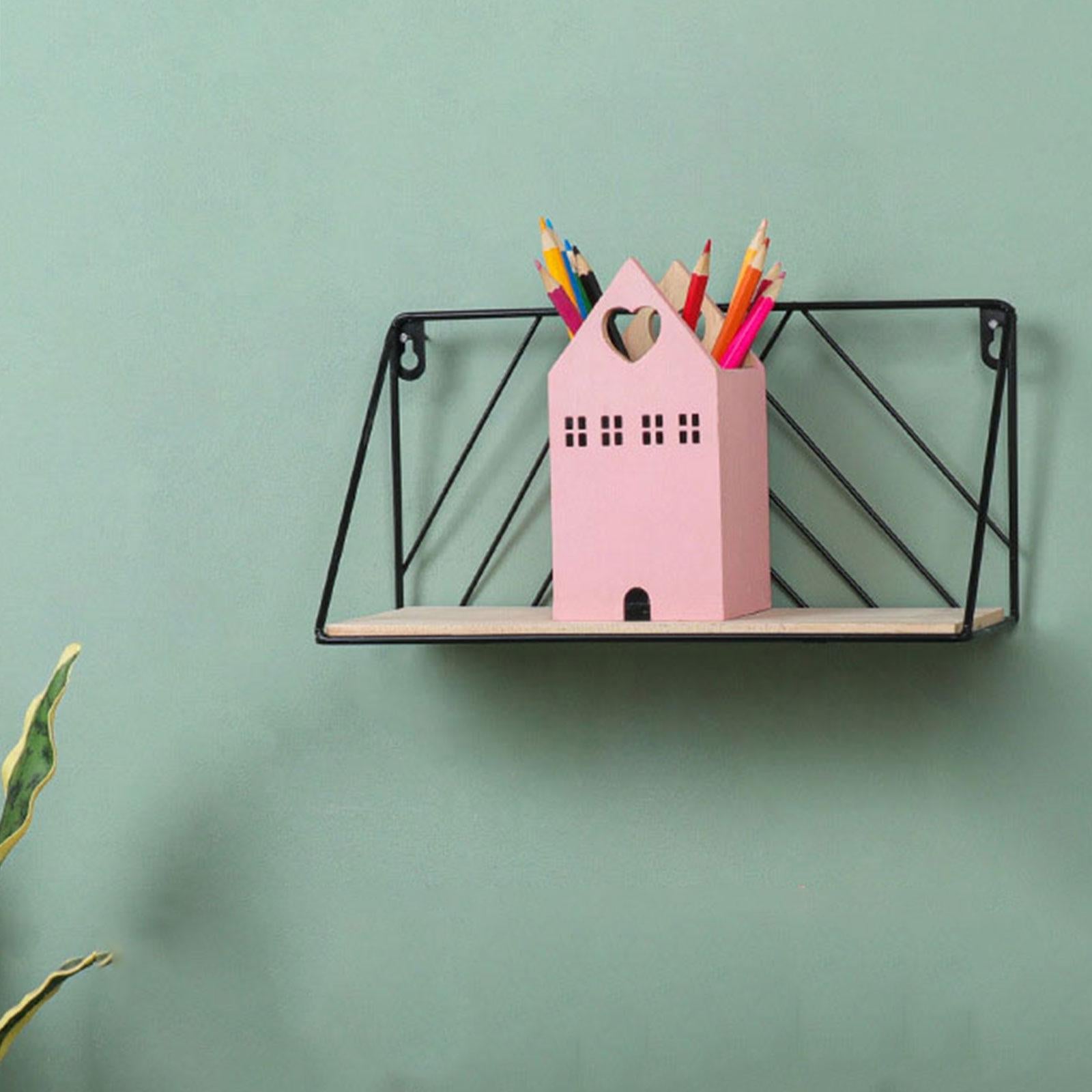 Bathroom Tower Rack Shelf Wall Mounted Kitchen Iron Storage Holder Black S