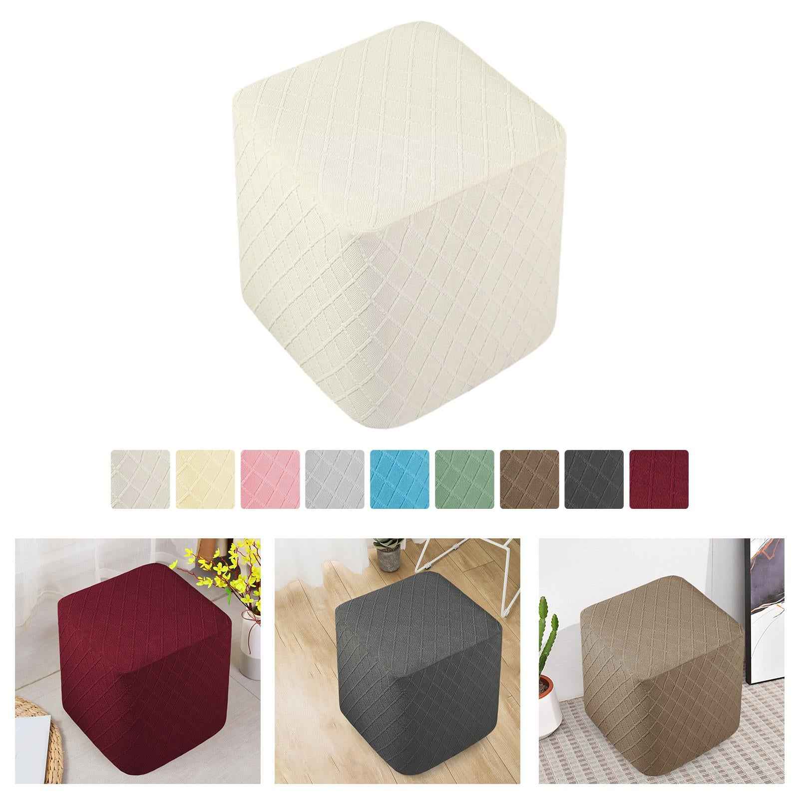Foot Rest Stool Covers Stool Protector with Elastic Bottom for Living Room White