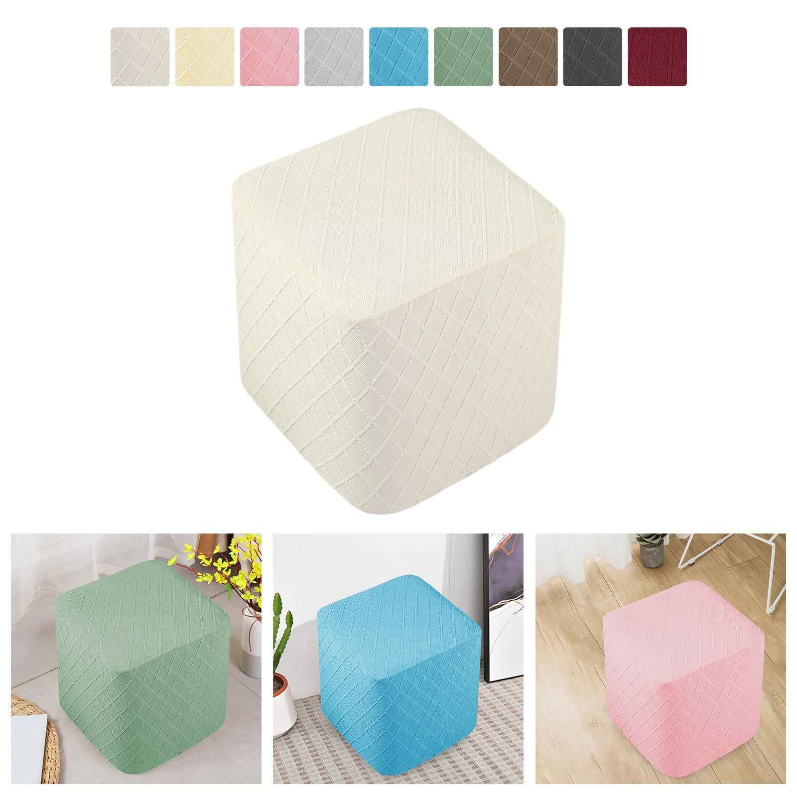 Foot Rest Stool Covers Stool Protector with Elastic Bottom for Living Room White