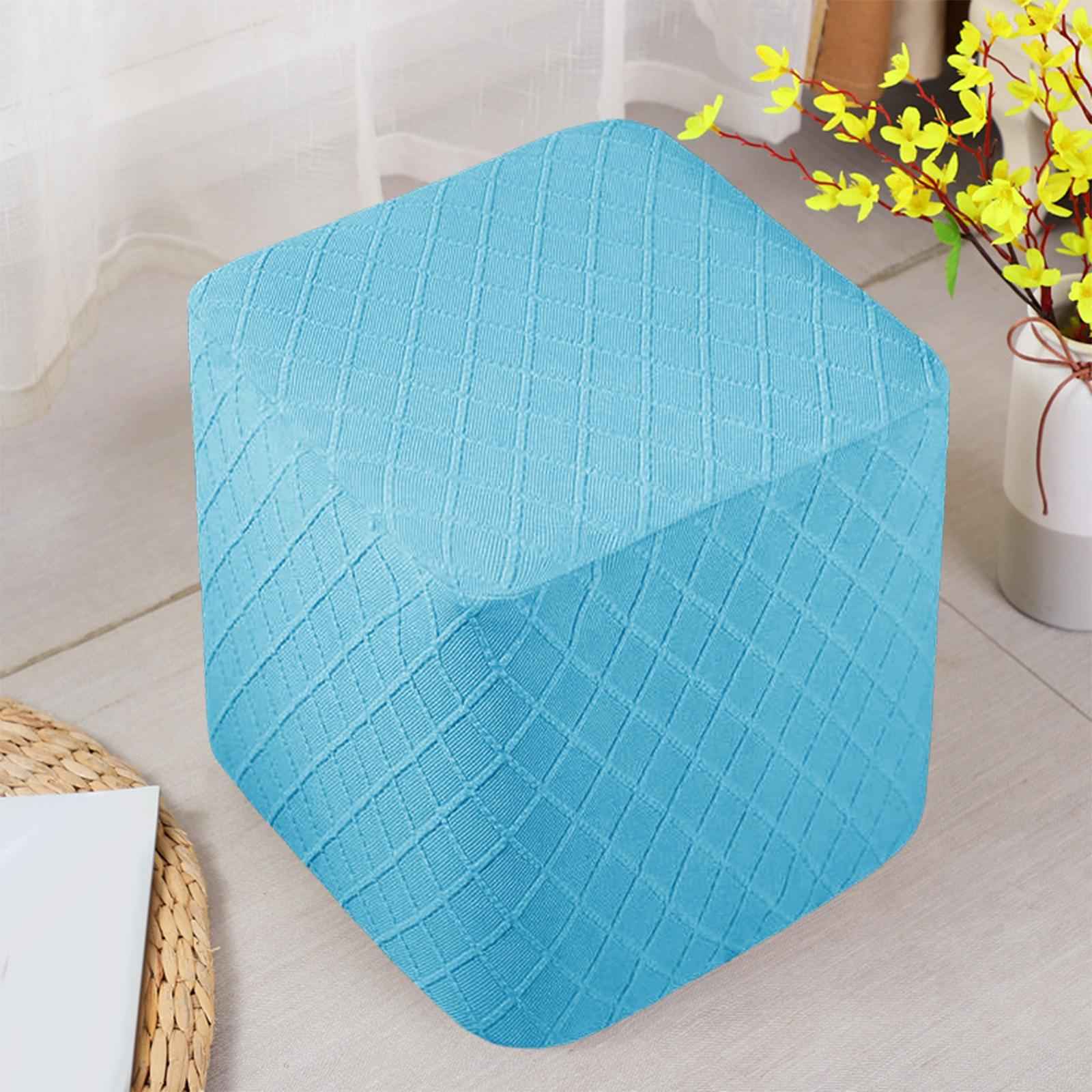 Foot Rest Stool Covers Stool Protector with Elastic Bottom for Living Room Blue