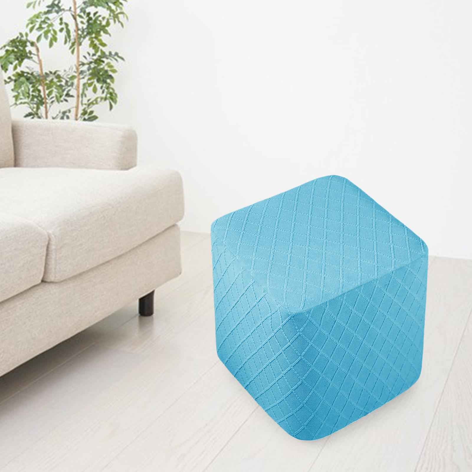 Foot Rest Stool Covers Stool Protector with Elastic Bottom for Living Room Blue