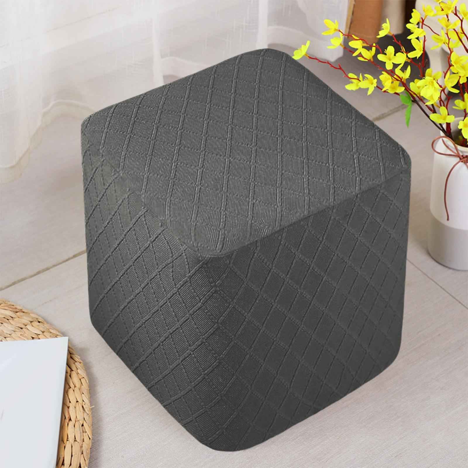 Foot Rest Stool Covers Stool Protector with Elastic Bottom for Living Room Dark Gray