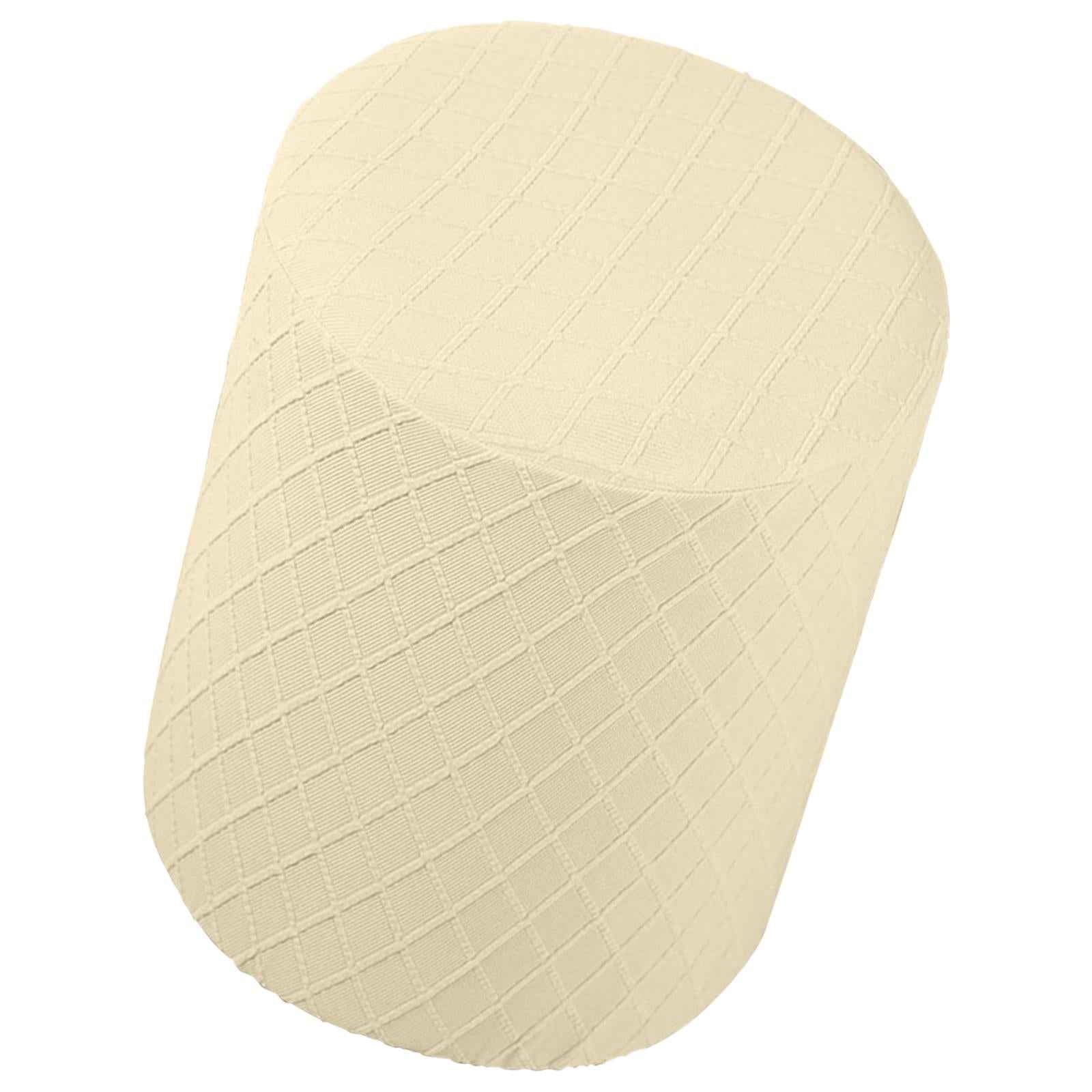 Round Stretch Ottoman Slipcovers Footrest Sofa Cover Foot Stool Covers Cream Yellow
