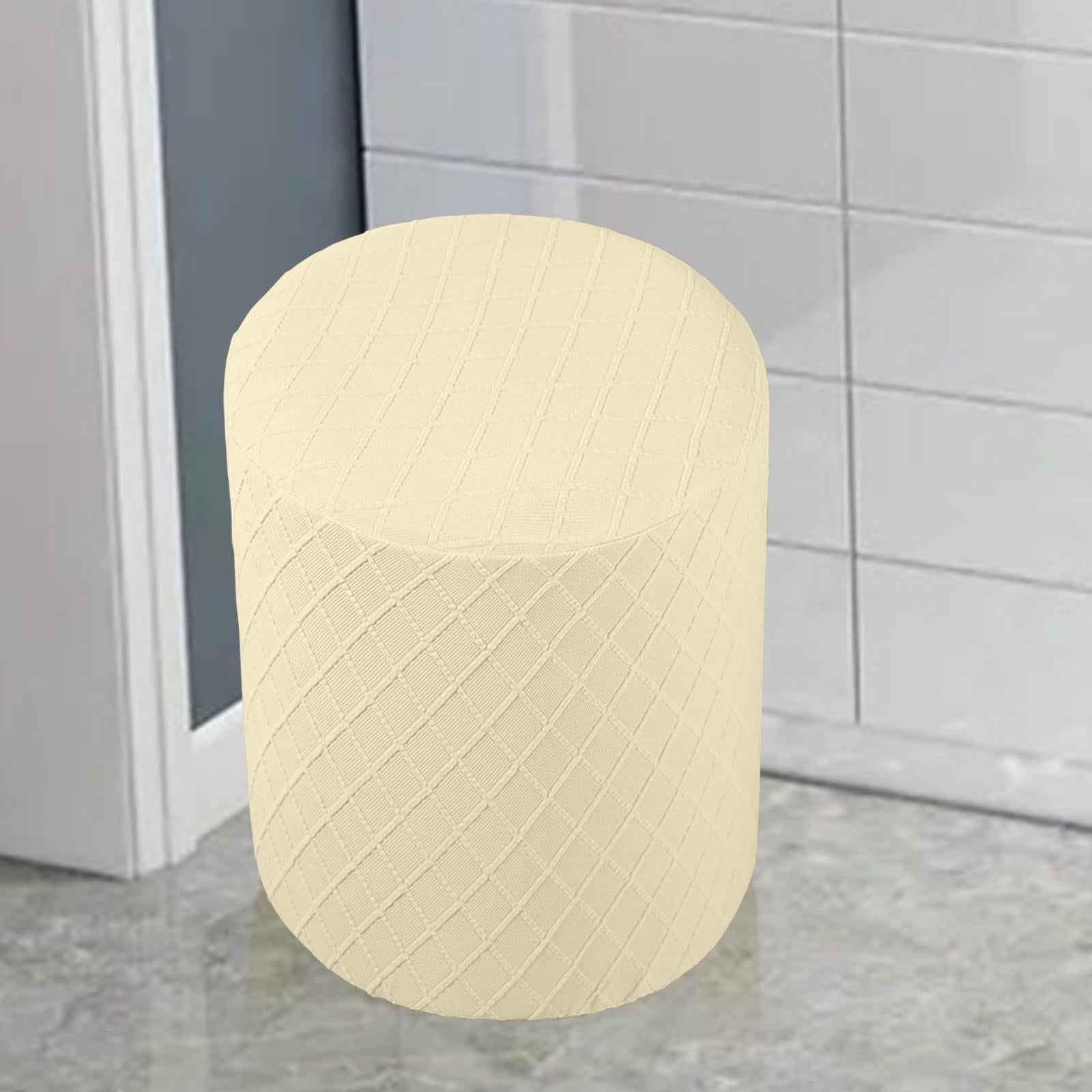 Round Stretch Ottoman Slipcovers Footrest Sofa Cover Foot Stool Covers Cream Yellow