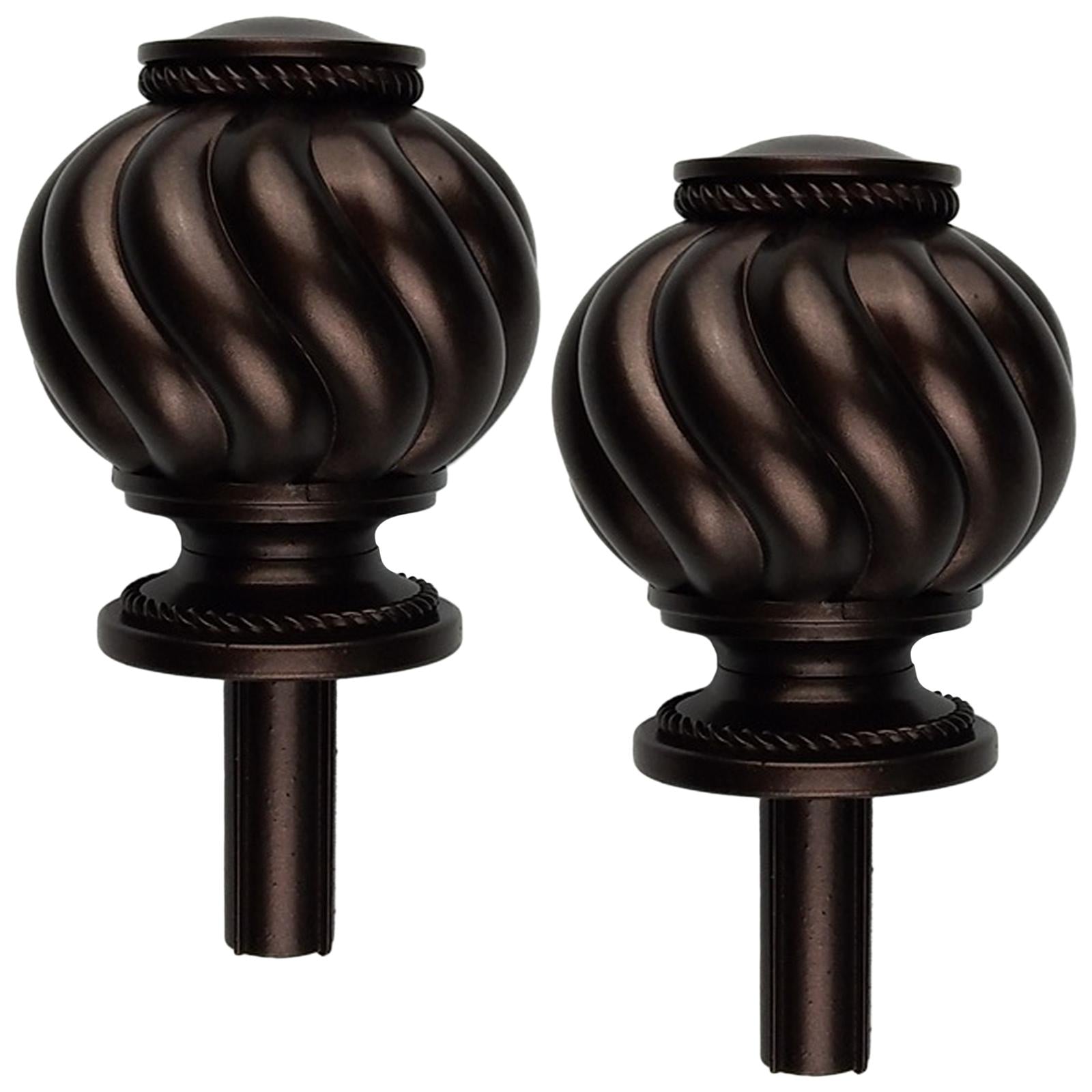 2 Pieces Curtain Rod Finials 3/4 inch Replacement for Room Living Room Dark Brown