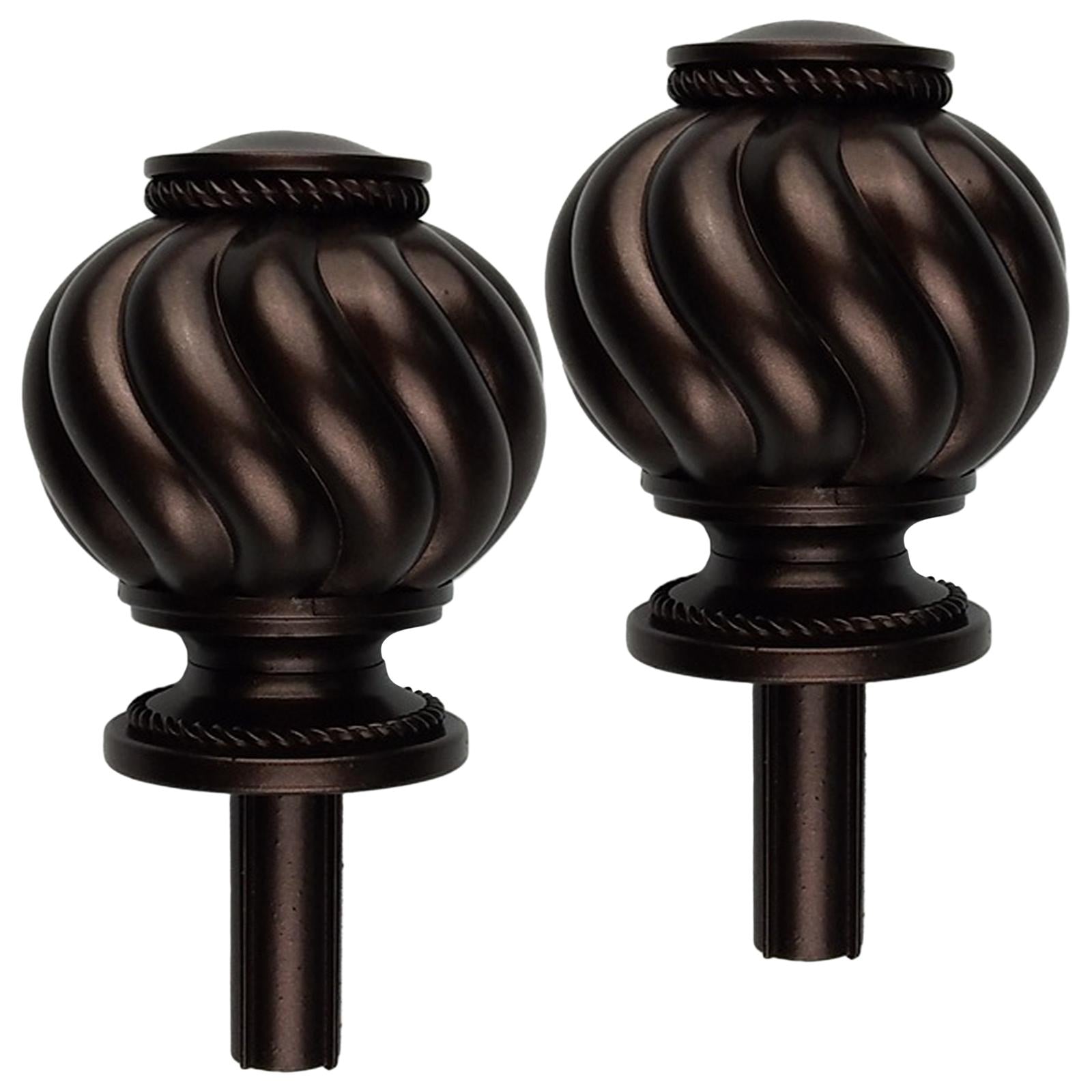 2 Pieces Curtain Rod Finials 3/4 inch Replacement for Room Living Room Dark Brown