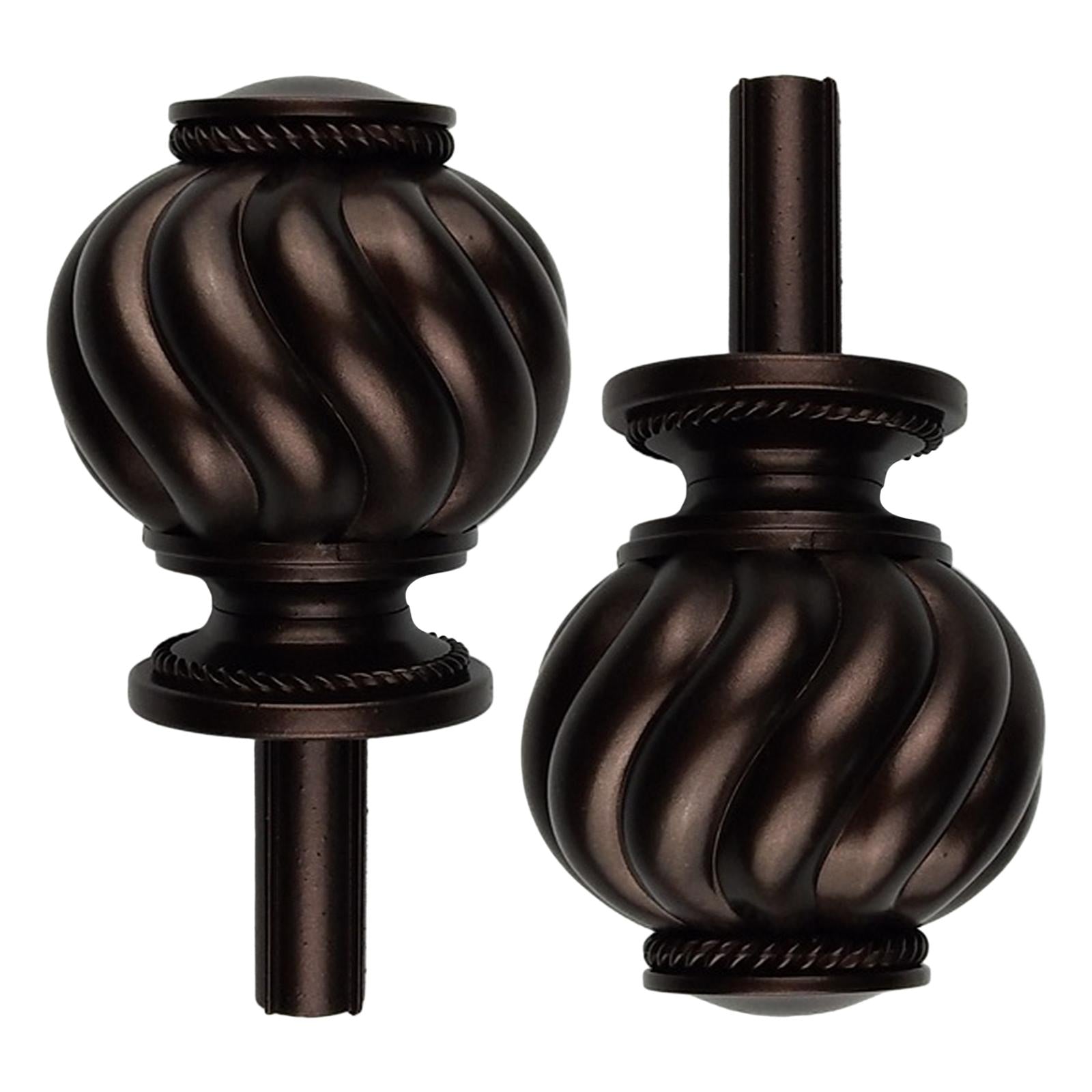 2 Pieces Curtain Rod Finials 3/4 inch Replacement for Room Living Room Dark Brown