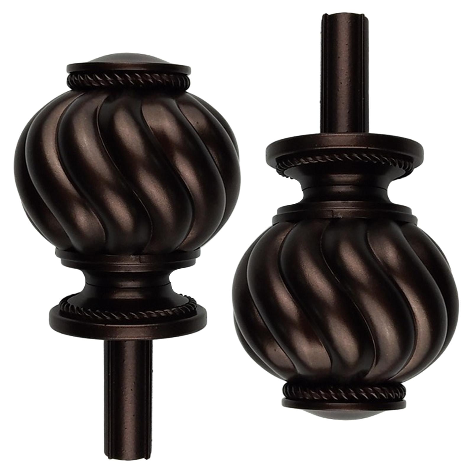 2 Pieces Curtain Rod Finials 3/4 inch Replacement for Room Living Room Dark Brown