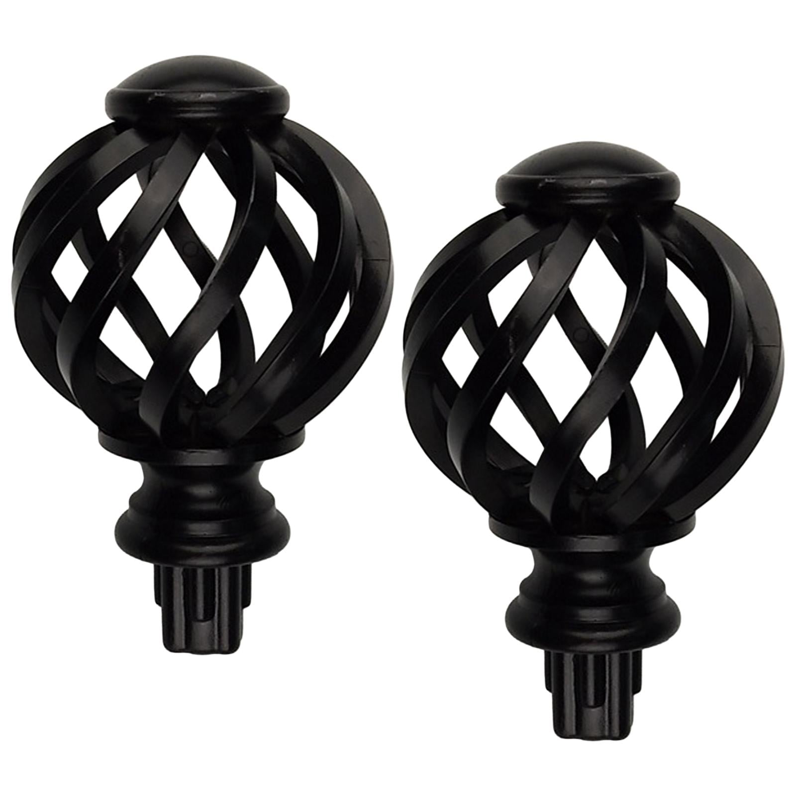 2 Pieces Curtain Rod Finials 3/4 inch Replacement for Room Living Room Black Hollow Out