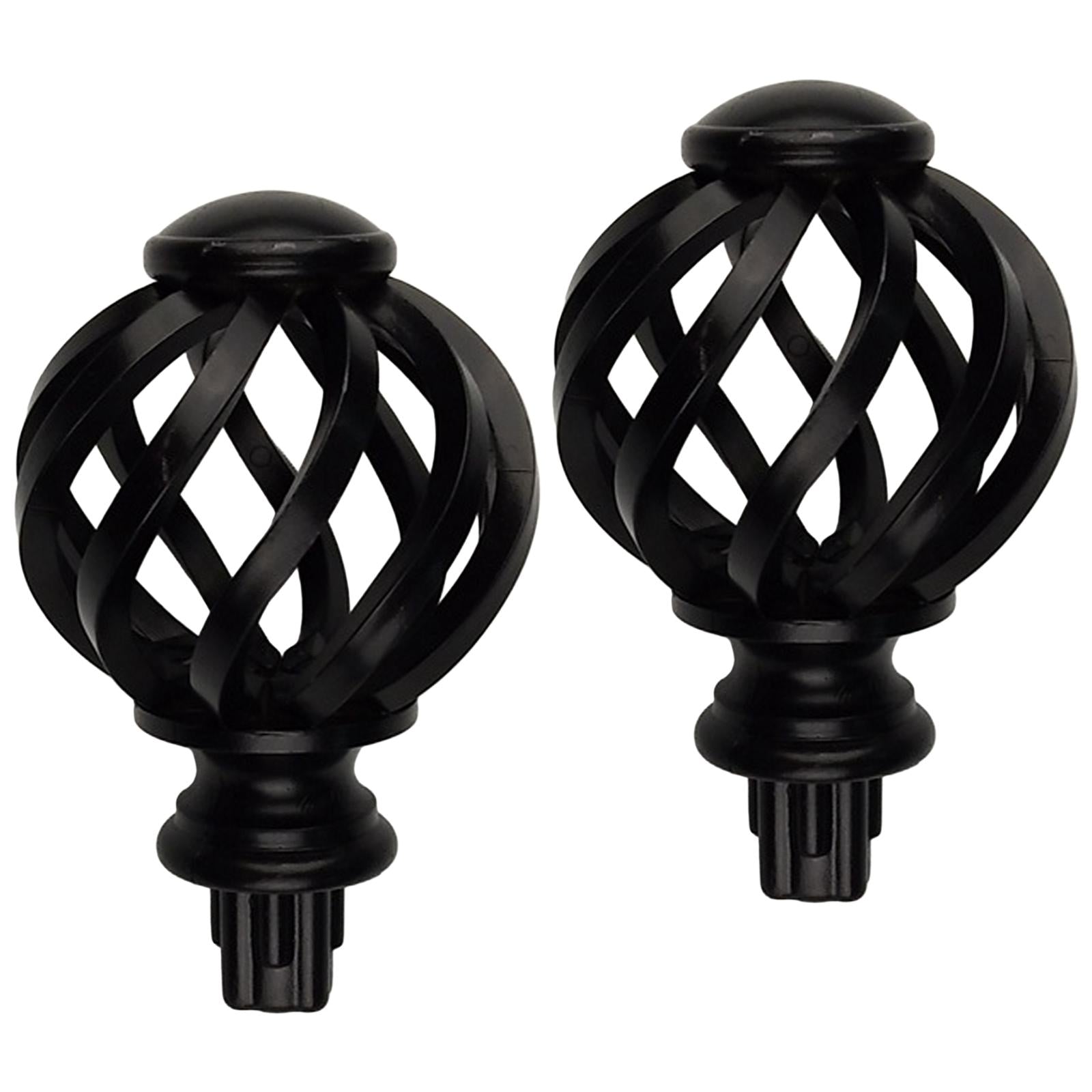 2 Pieces Curtain Rod Finials 3/4 inch Replacement for Room Living Room Black Hollow Out