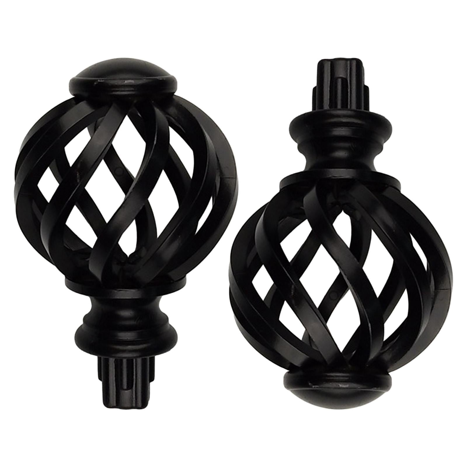 2 Pieces Curtain Rod Finials 3/4 inch Replacement for Room Living Room Black Hollow Out