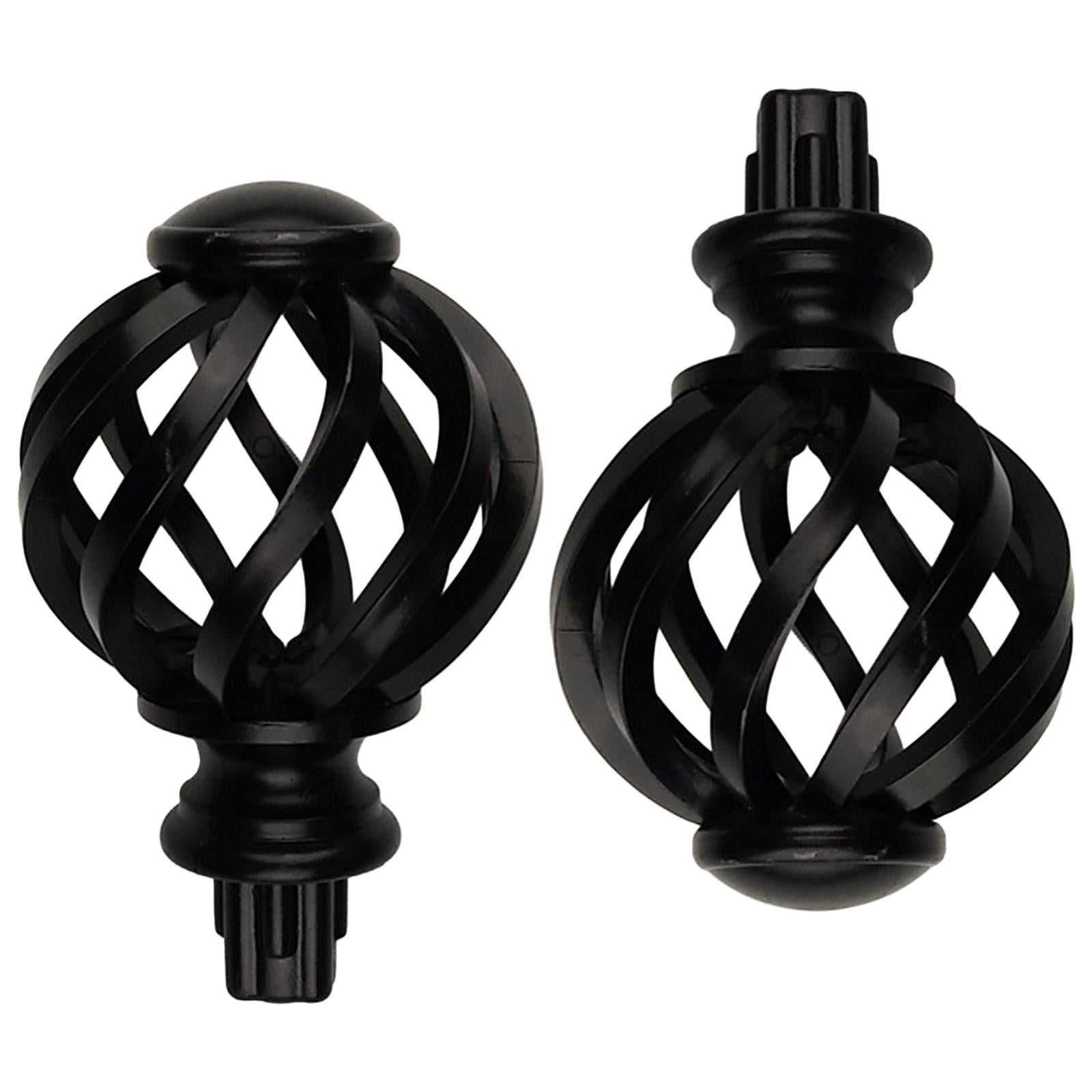 2 Pieces Curtain Rod Finials 3/4 inch Replacement for Room Living Room Black Hollow Out