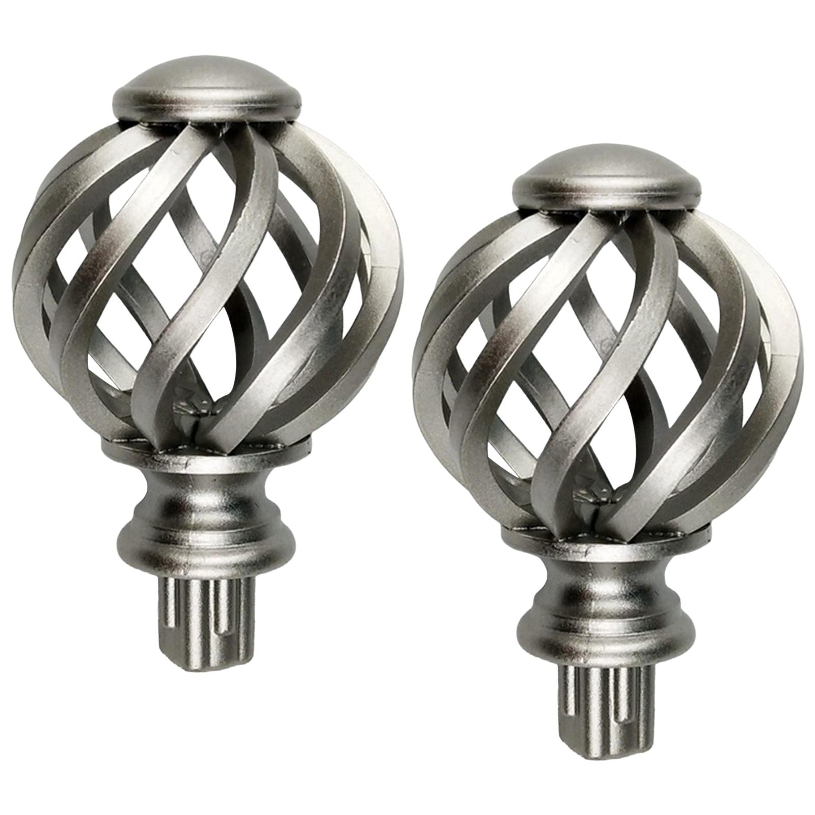 2 Pieces Curtain Rod Finials 3/4 inch Replacement for Room Living Room Silver Hollow Out