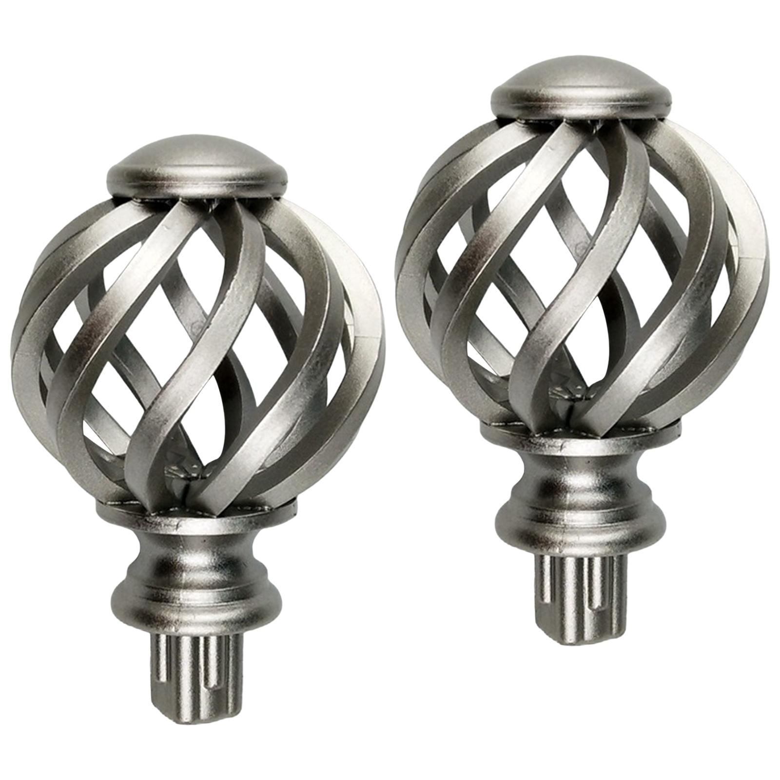 2 Pieces Curtain Rod Finials 3/4 inch Replacement for Room Living Room Silver Hollow Out