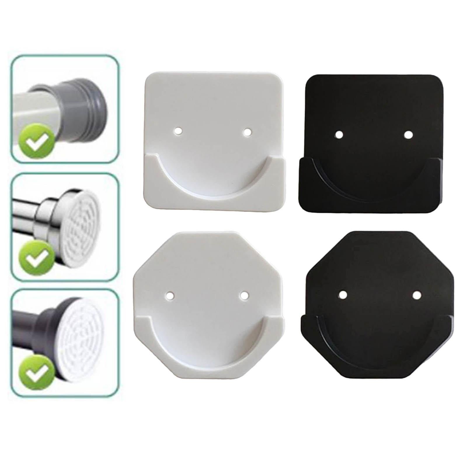 4xAdhesive Shower Curtain Rod Holder for Home Closet Hotel Square White
