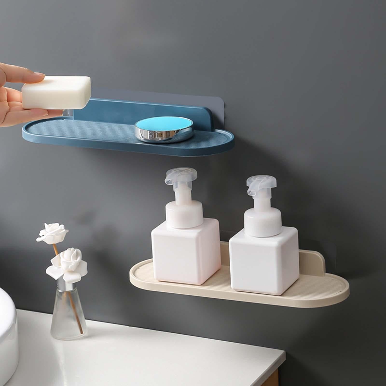 2xFloating Wall Shelves Kitchen Wall Spice Jar Shelves for Hotel Living Room Blue